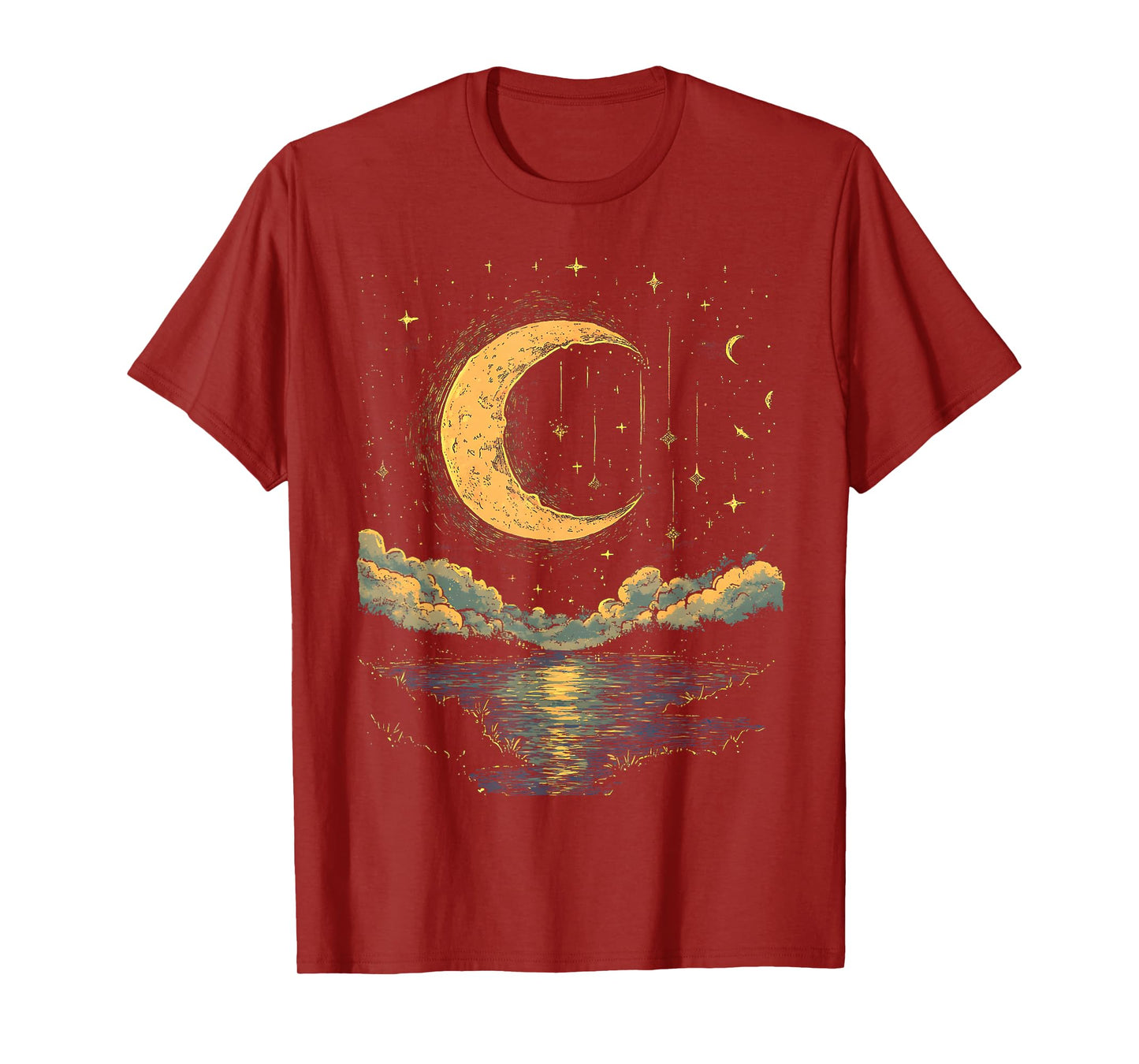 Boho Aesthetic Hippie Celestial Vintage Half Moon water T-Shirt