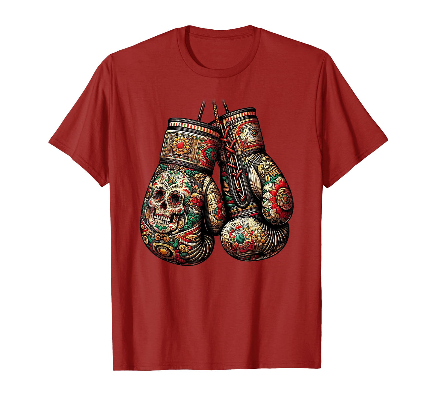 Mexican Vintage Style Boxing Gloves Aztec Mayan Fighter T-Shirt