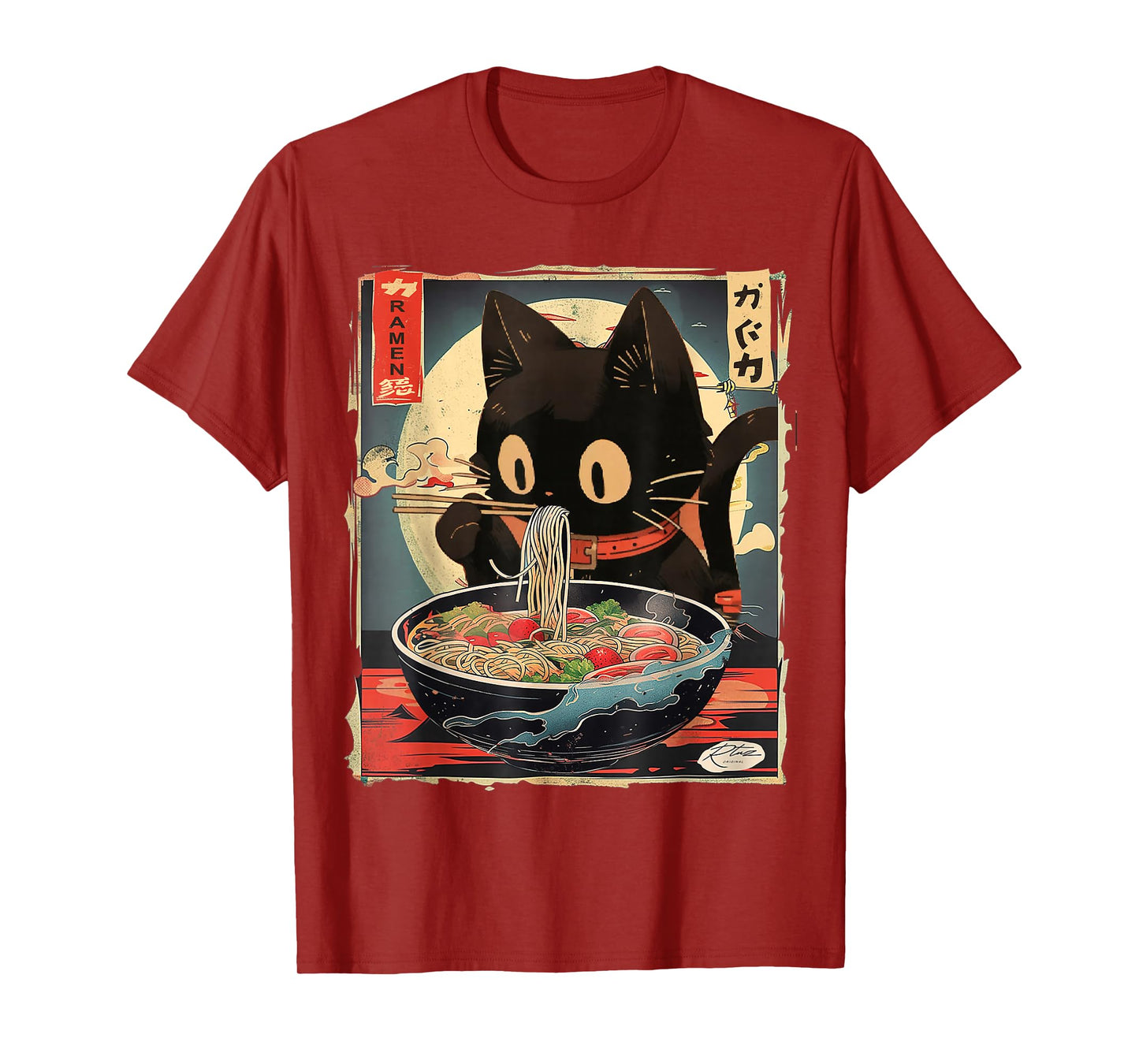Cat Ramen Manga Anime for Kids Boys Girls Teens Kawaii Cat Eating Ramen Noodles Anime Gift Girls Teens T-Shirt
