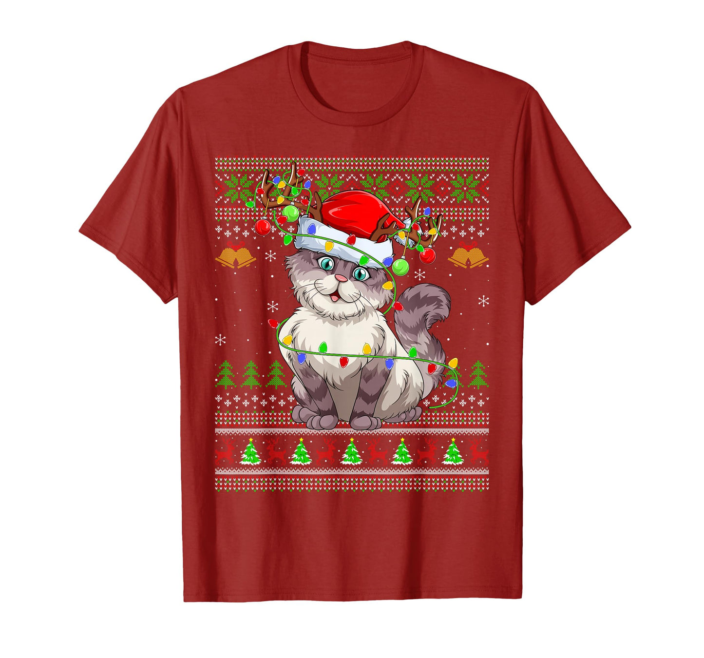 Cat Ugly Christmas Sweaters Holiday Santa Cute Xmas T-Shirt