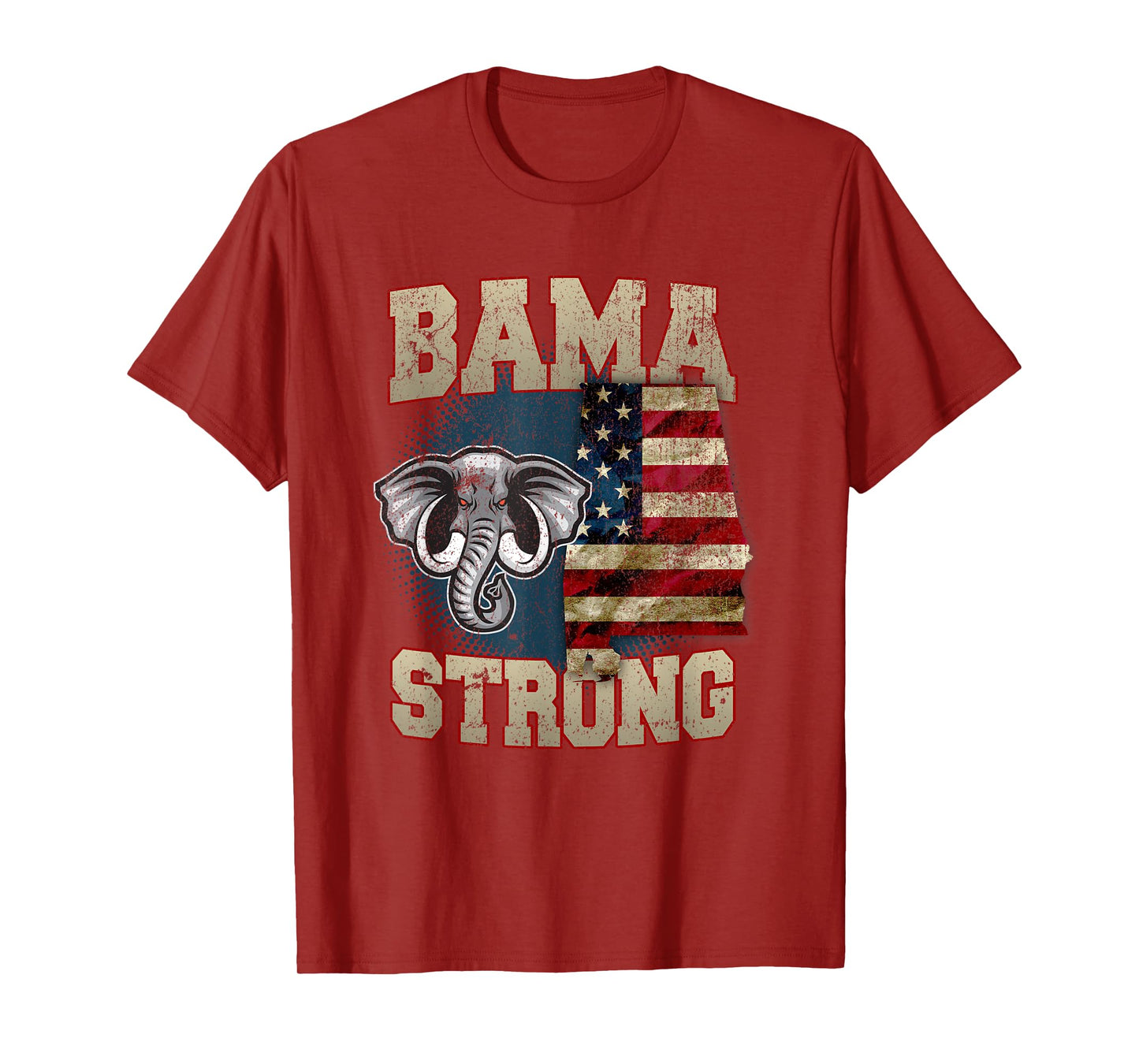 Bama Strong Alabama State With USA Flag Overlay T-Shirt