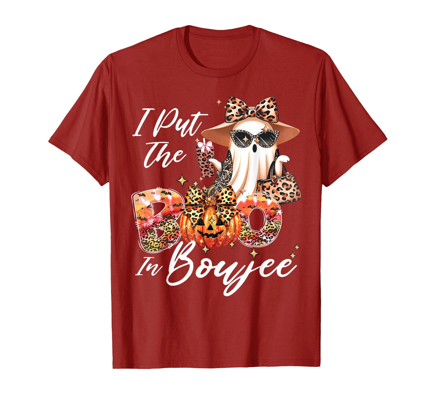 I Put The Boo in Boujee Cute Leopard Boujie Ghost Halloween T-Shirt