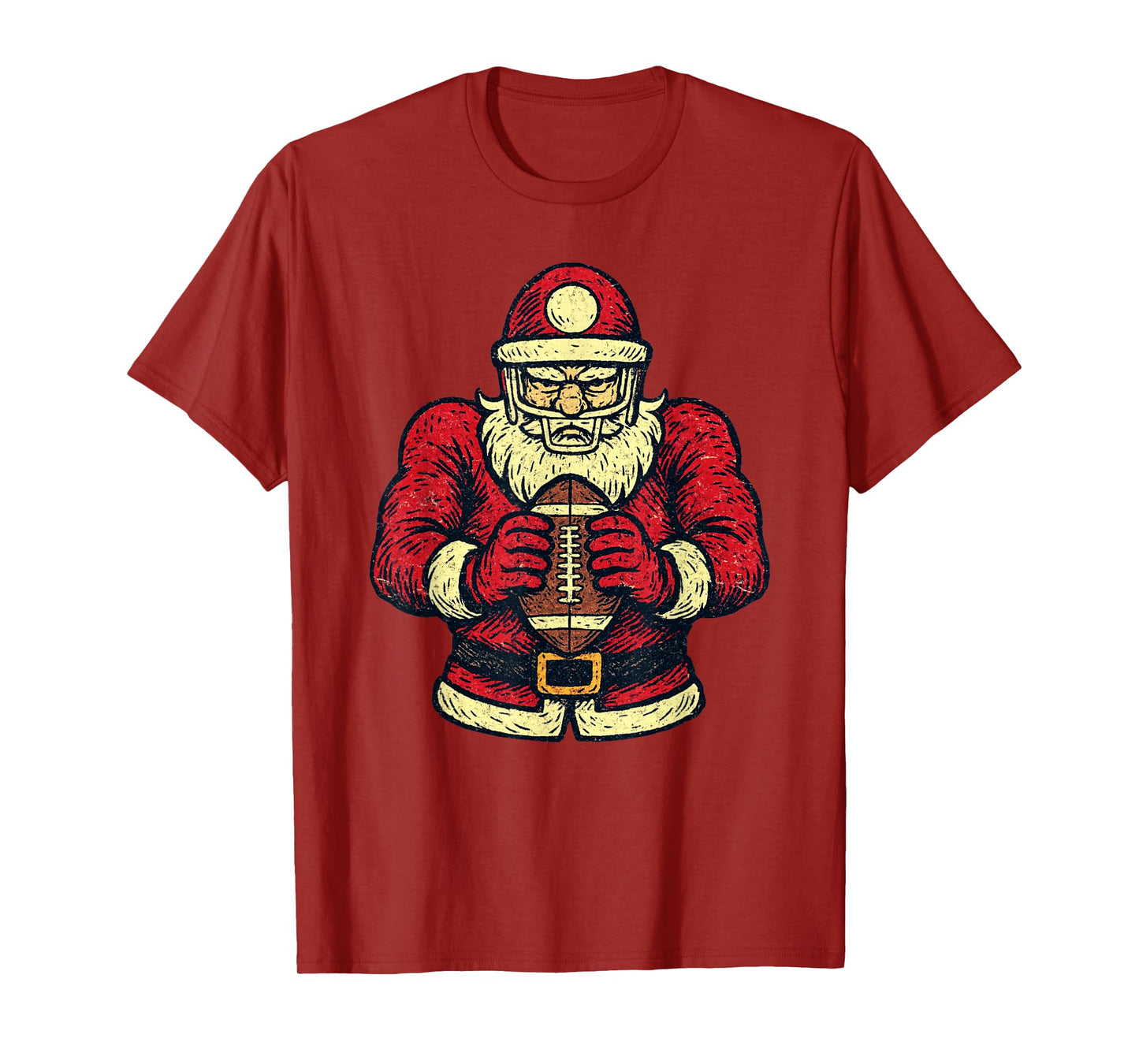 Santa Claus Playing American Football Xmas Holiday Christmas T-Shirt