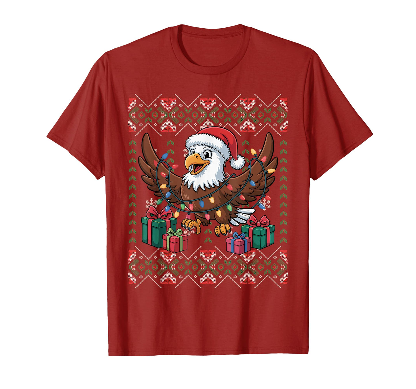 Santa Eagle Christmas Ugly Sweater Funny Holiday Pajamas T-Shirt