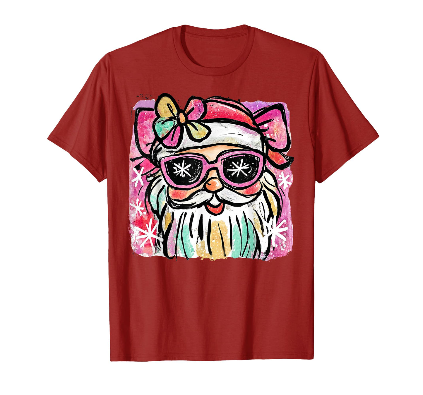 Preppy Santa Claus Coquette Christmas Girls Womans Cute Xmas T-Shirt