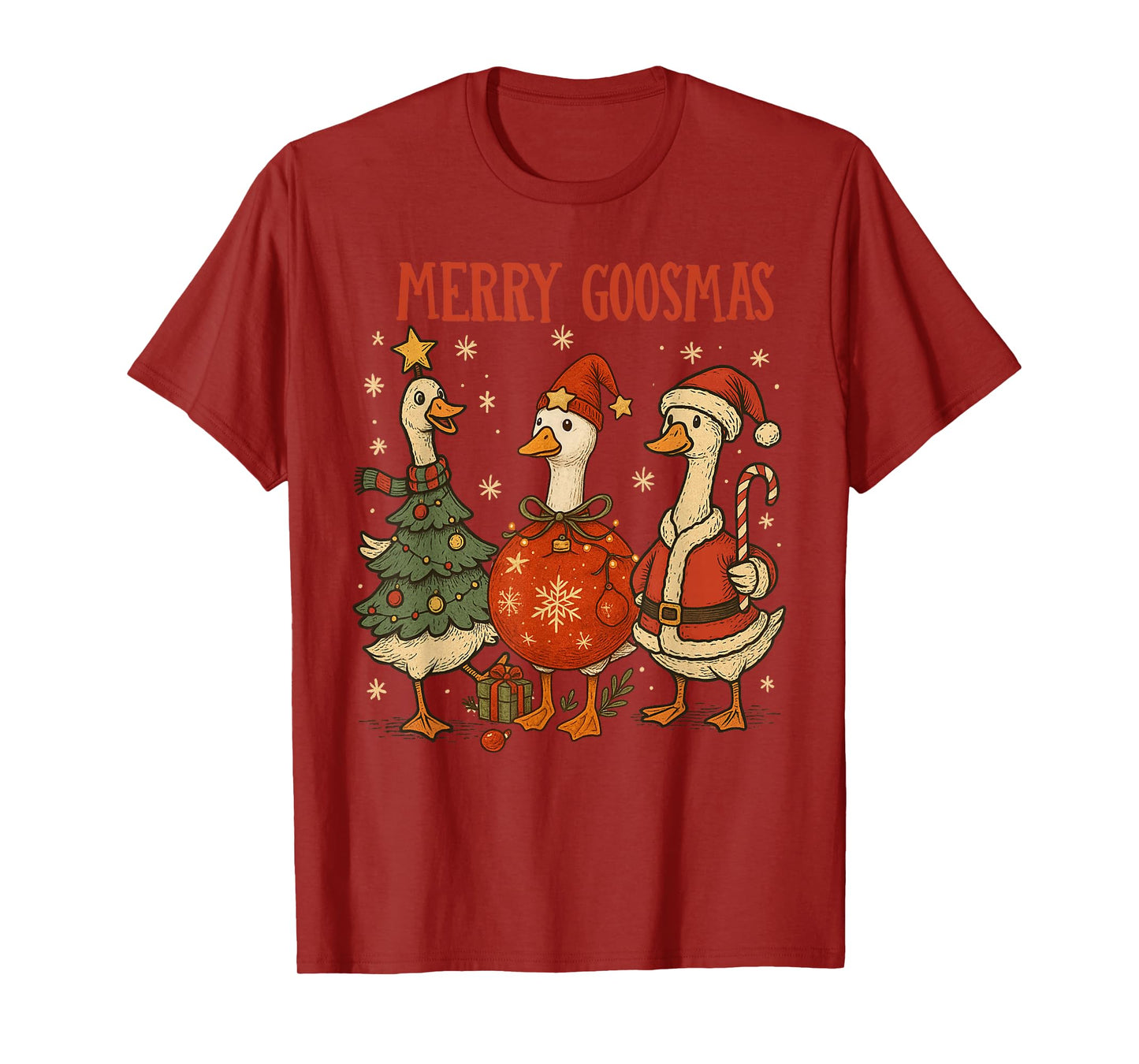 Vintage Christmas Silly Goose Santa Reindeer Men Women Kids T-Shirt