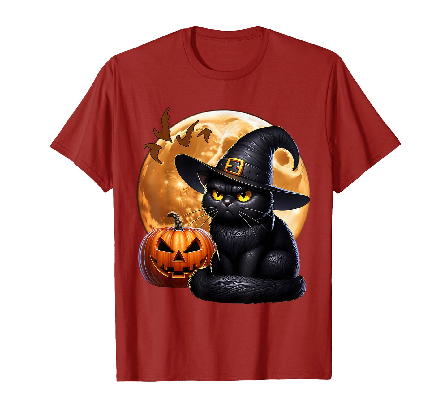 Black Cat Halloween Cat Witch Cat Moon Grumpy Black Cat T-Shirt