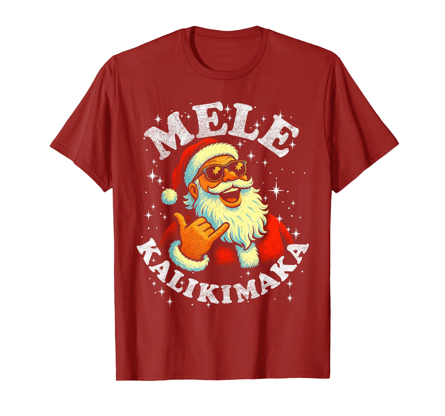 Retro Mele Kalikimaka Hawaiian Christmas Party Santa Shaka T-Shirt