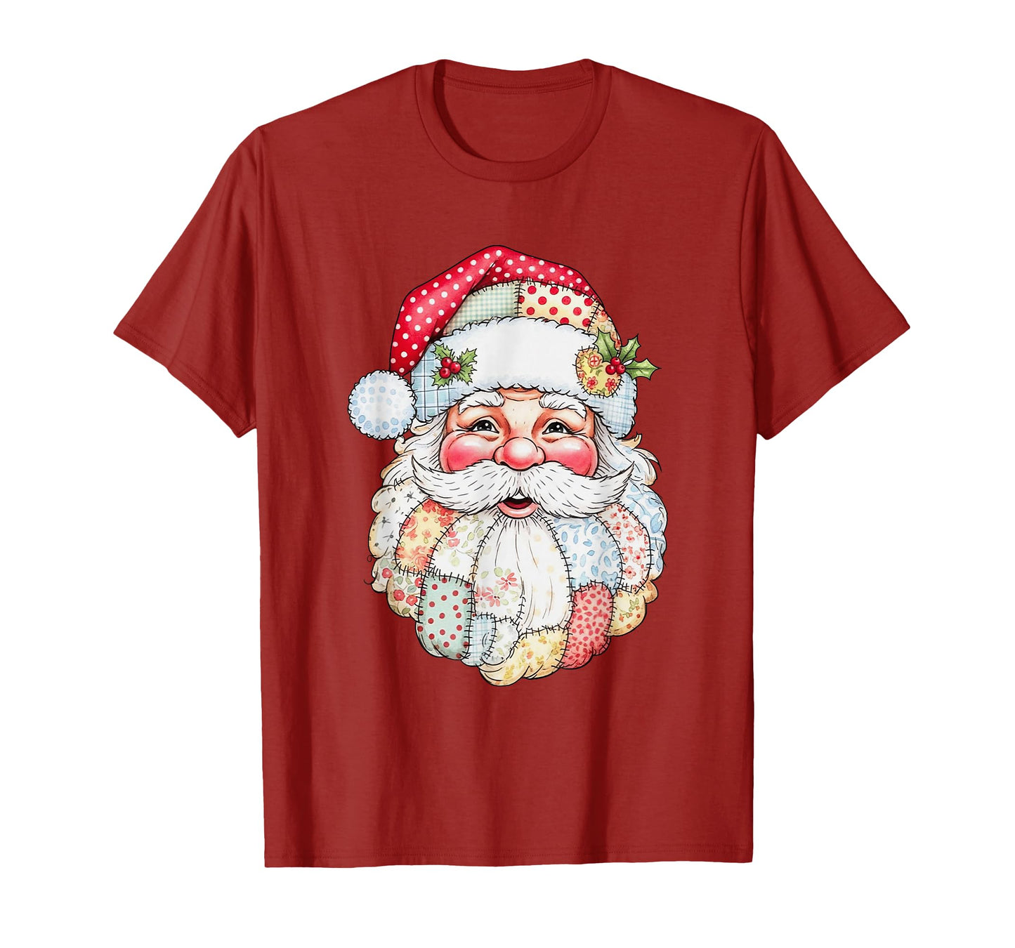Vintage Funny Patchwork Santa Claus Merry Christmas Season T-Shirt