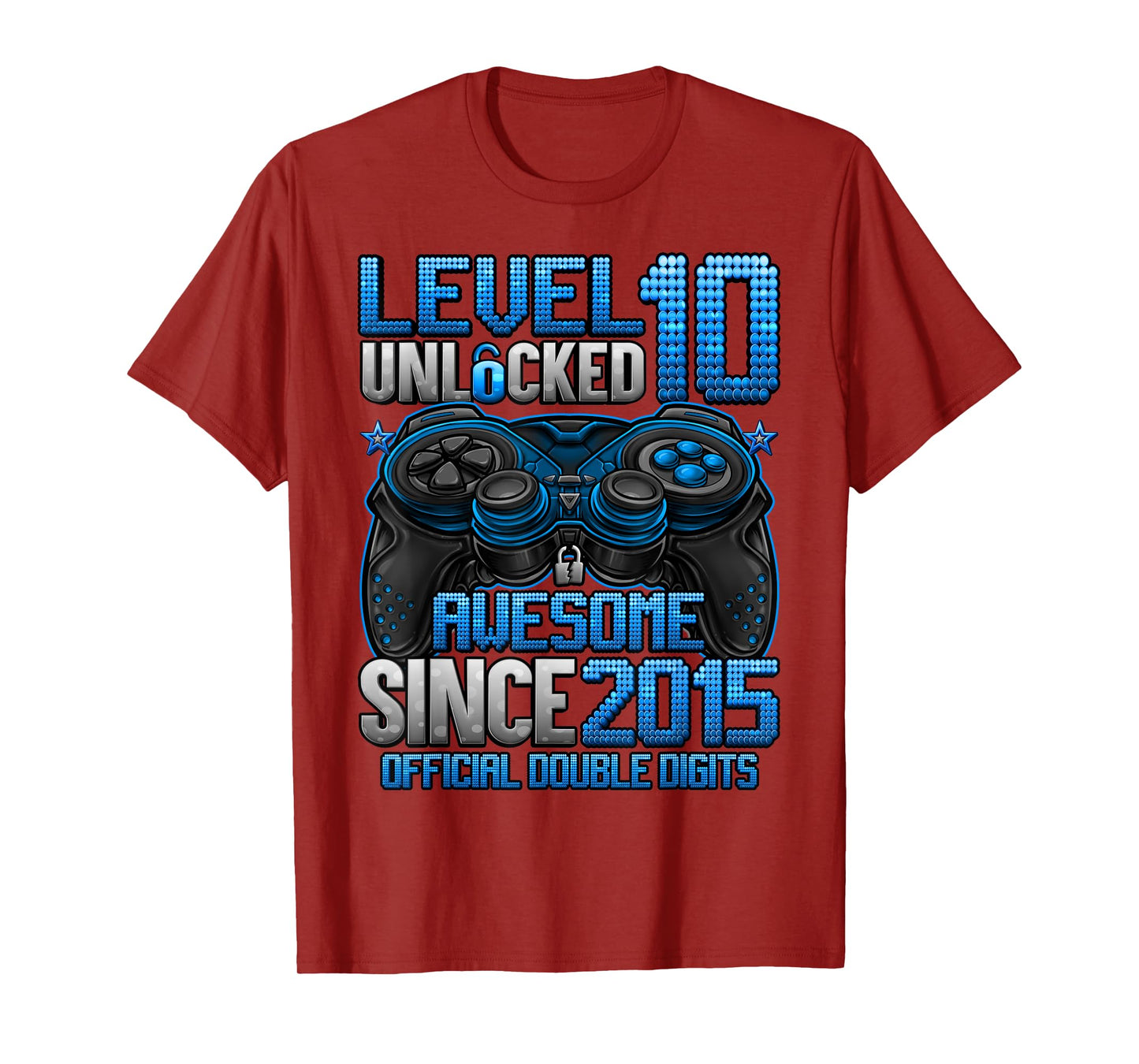 Official Double Digits Level 10 Unlocked 10th Birthday Boy T-Shirt