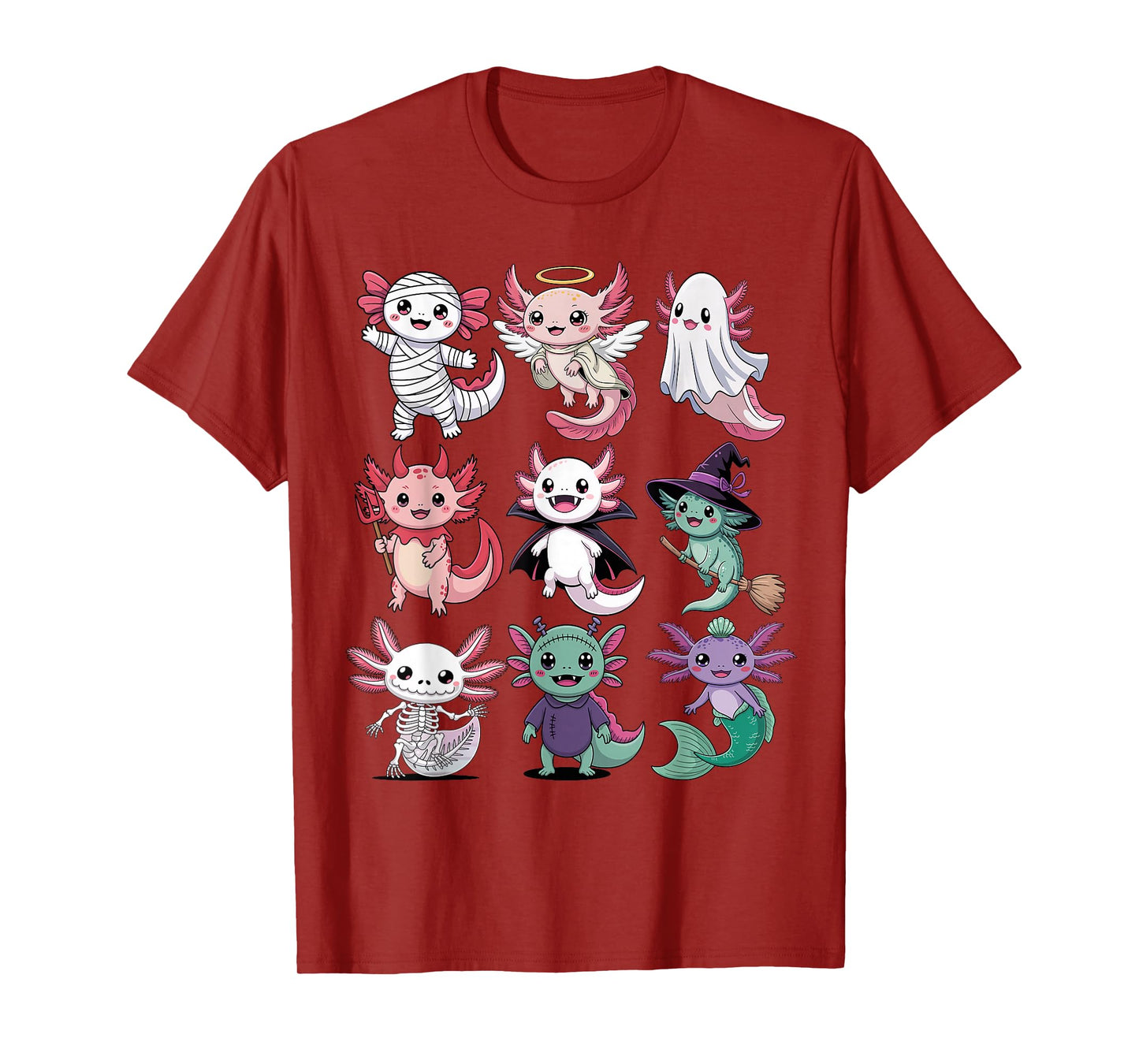 Halloween Axolotl T-Shirt - Cute Spooky Axolotls Costume T-Shirt