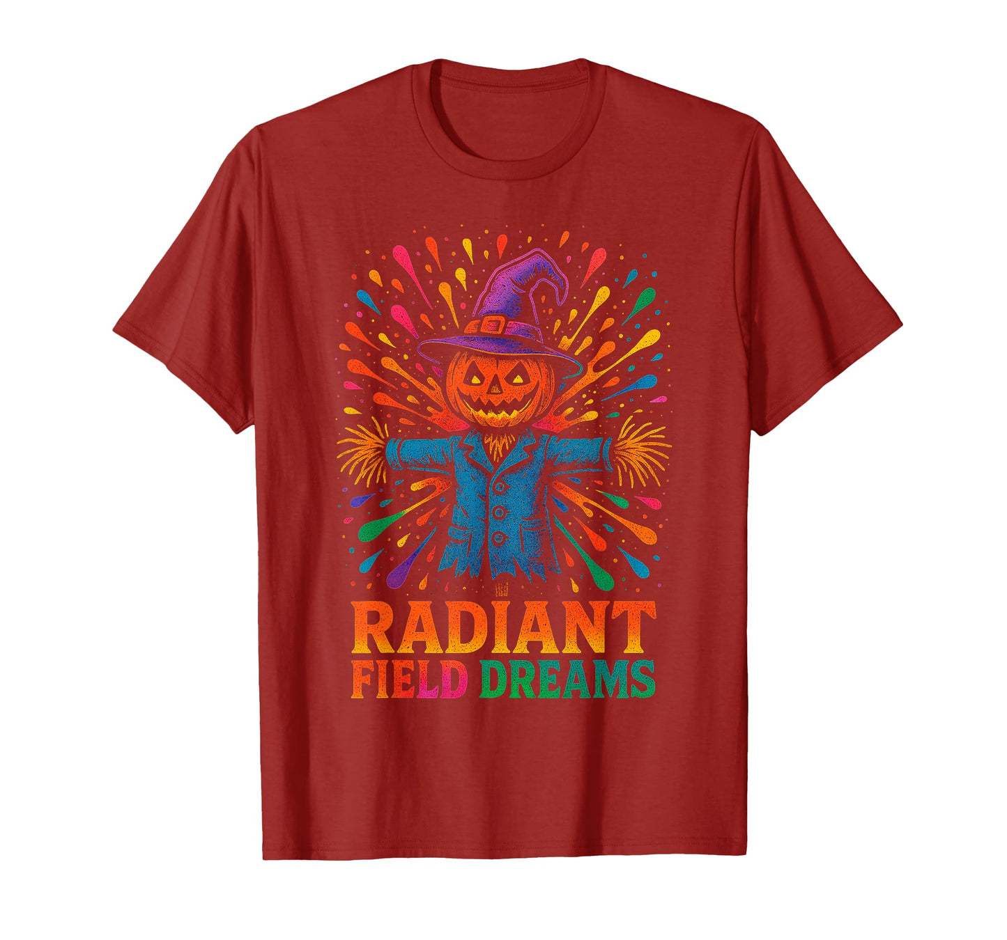 Radiant Field Dreams Pumpkin Scarecrow Psychedelic Halloween T-Shirt