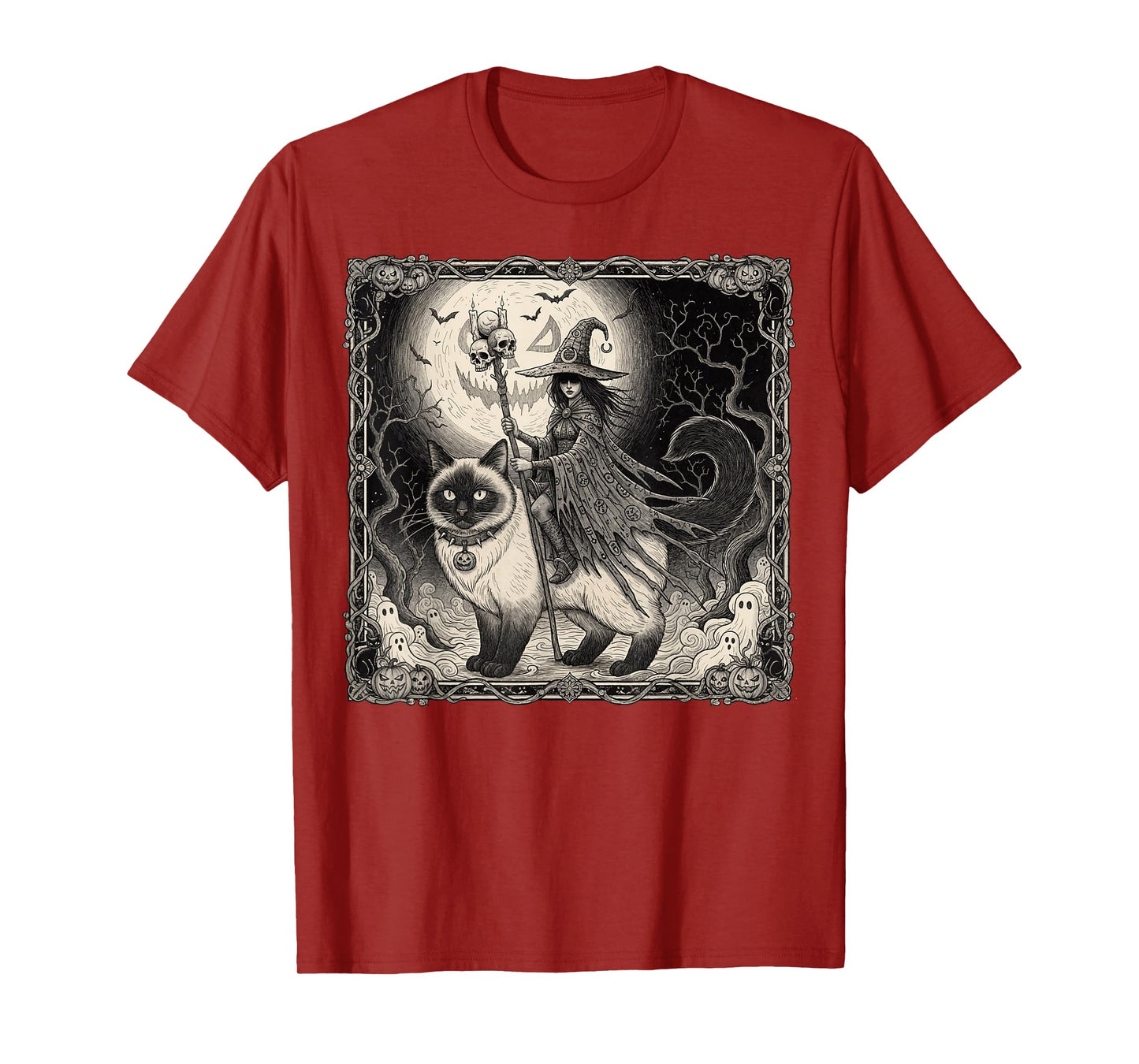 Ragdoll Cat Mom Witch Halloween Moonlit Familiar Art T-Shirt