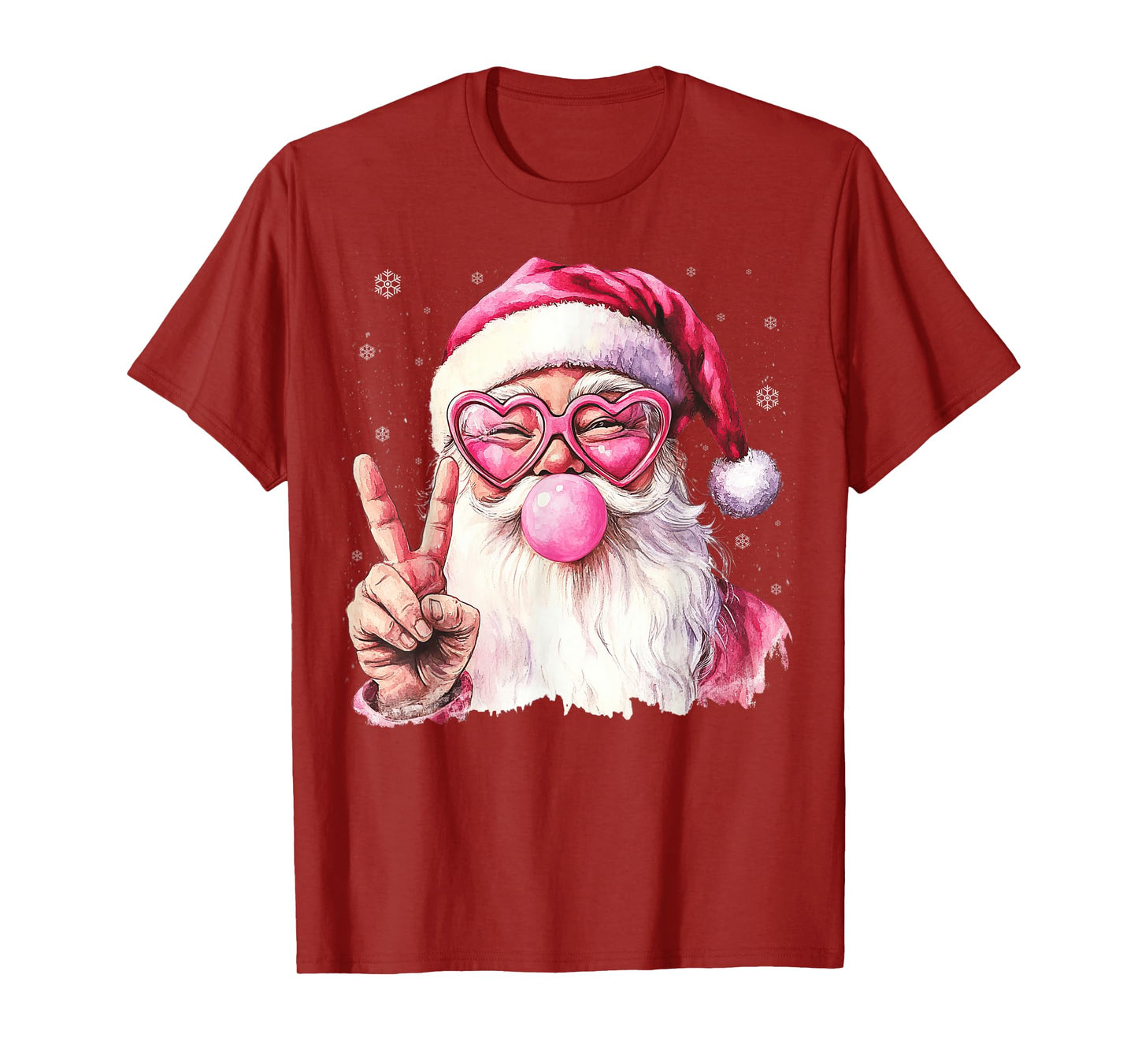Santa Claus Blowing Pink Xmas Bubble Sunglasses Christmas T-Shirt