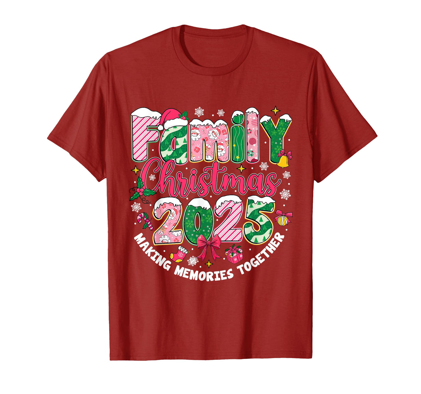 Family Christmas 2025 Matching Pink Xmas Outfit Squad Santa T-Shirt