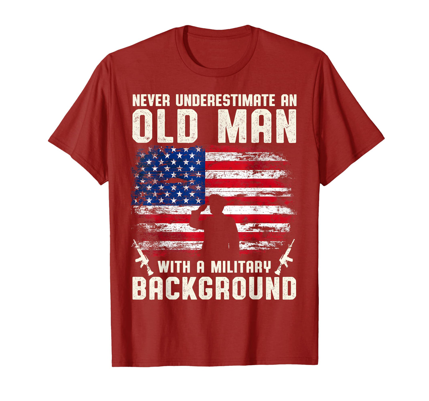 Never Underestimate An Old Man With A Military Background T-Shirt