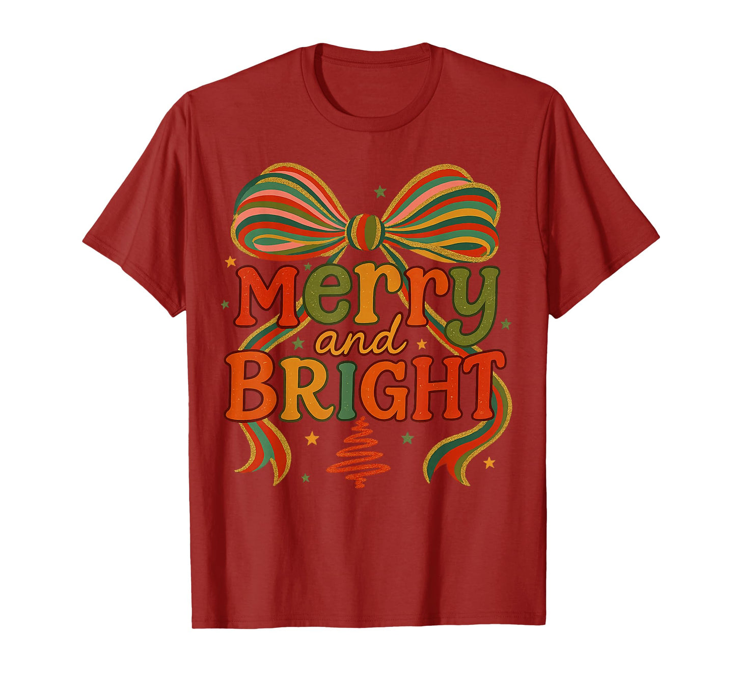 Merry and Bright Christmas Crew 2025 Funny Family Matching T-Shirt