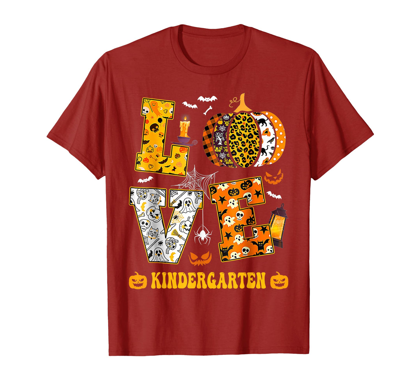 LOVE Kindergarten Pumpkin Teacher Student Halloween Costume T-Shirt