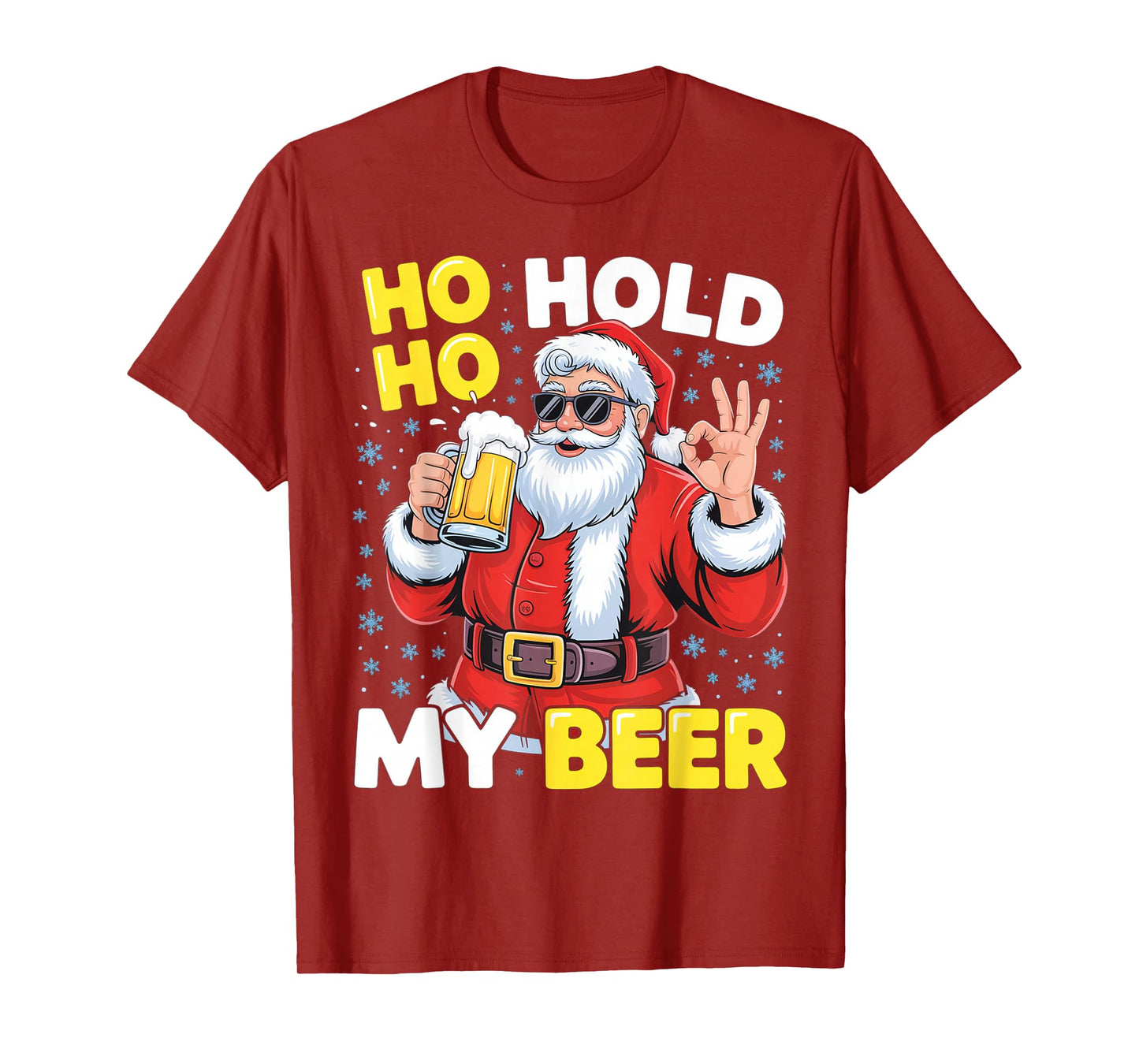 Ho Ho Hold My Beer Funny Santa Beer Christmas T-Shirt
