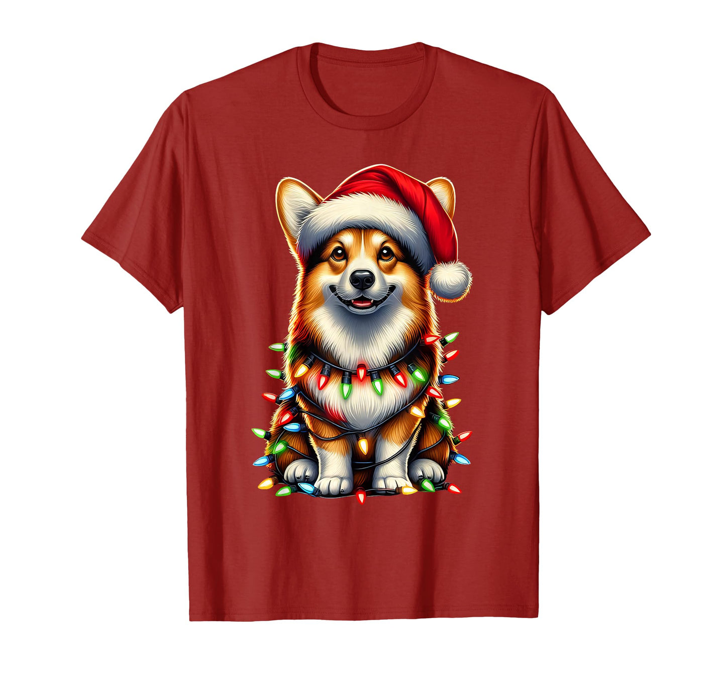 Corgi Dog Christmas Tree Lights Santa Xmas Pajama Dog Lover T-Shirt