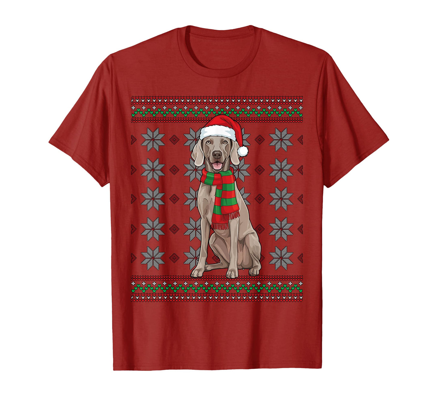 Weimaraner Braco De Weimar Santa Ugly Christmas T-Shirt