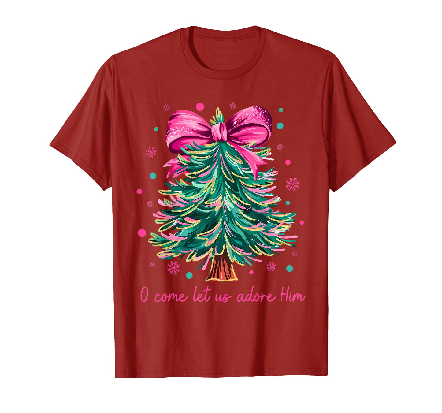 Oh Come Let Us Adore Him Jesus Christian Holiday Christmas T-Shirt