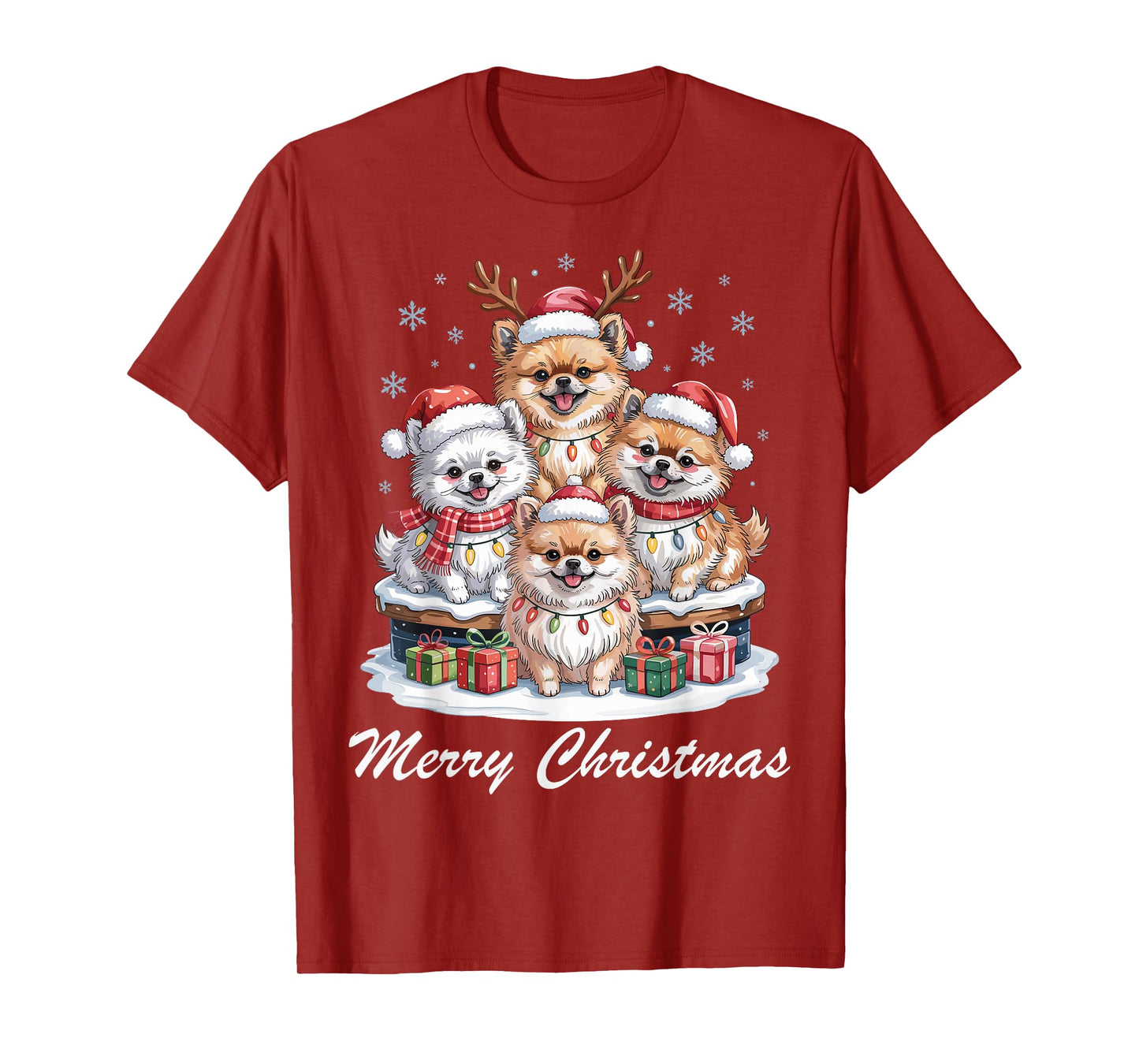 Pomeranian Merry Christmas Funny Dog Lovers Holiday Pajama T-Shirt