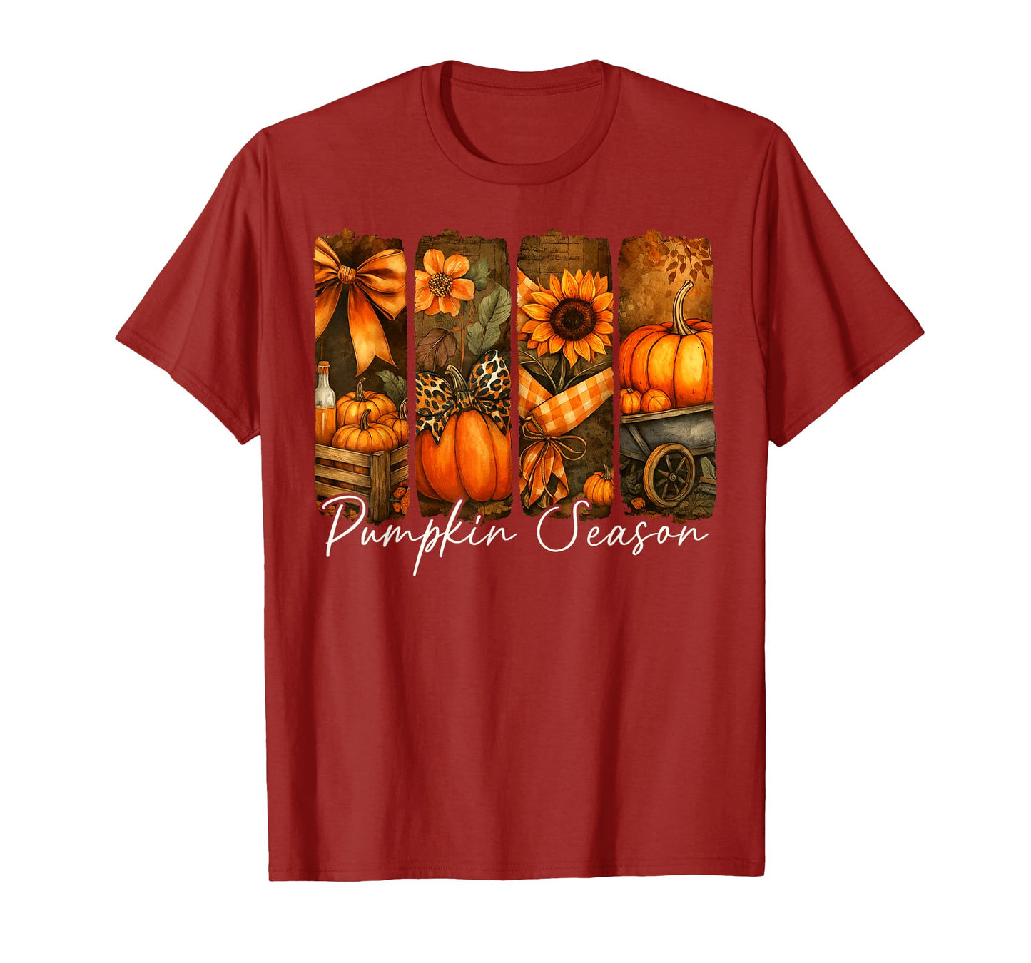 Pumpkin Season Fall Leasves Coquette Bow Thanksgiving T-Shirt