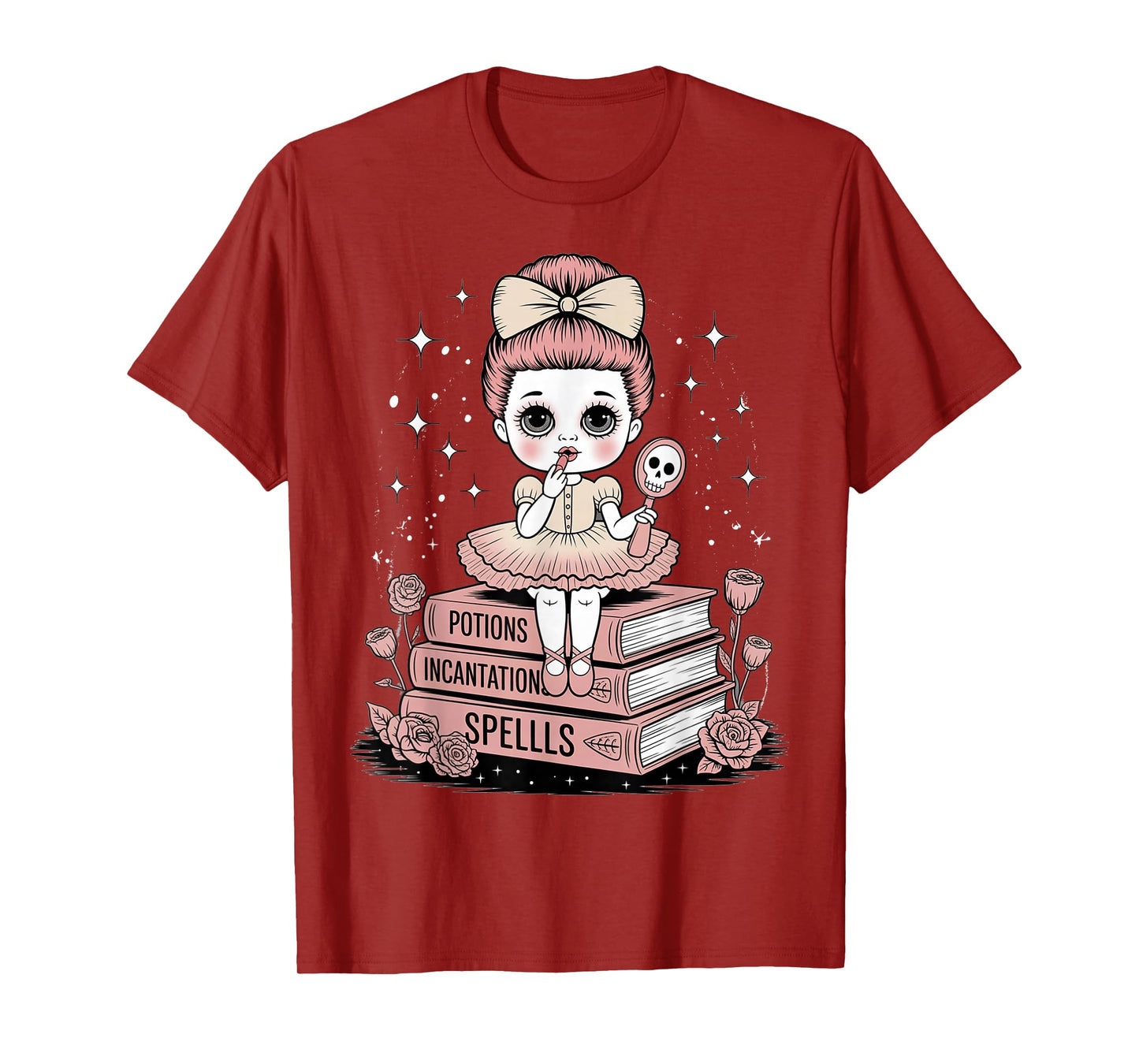 Creepy Halloween Doll Spell Books Witch Potions Incantations T-Shirt