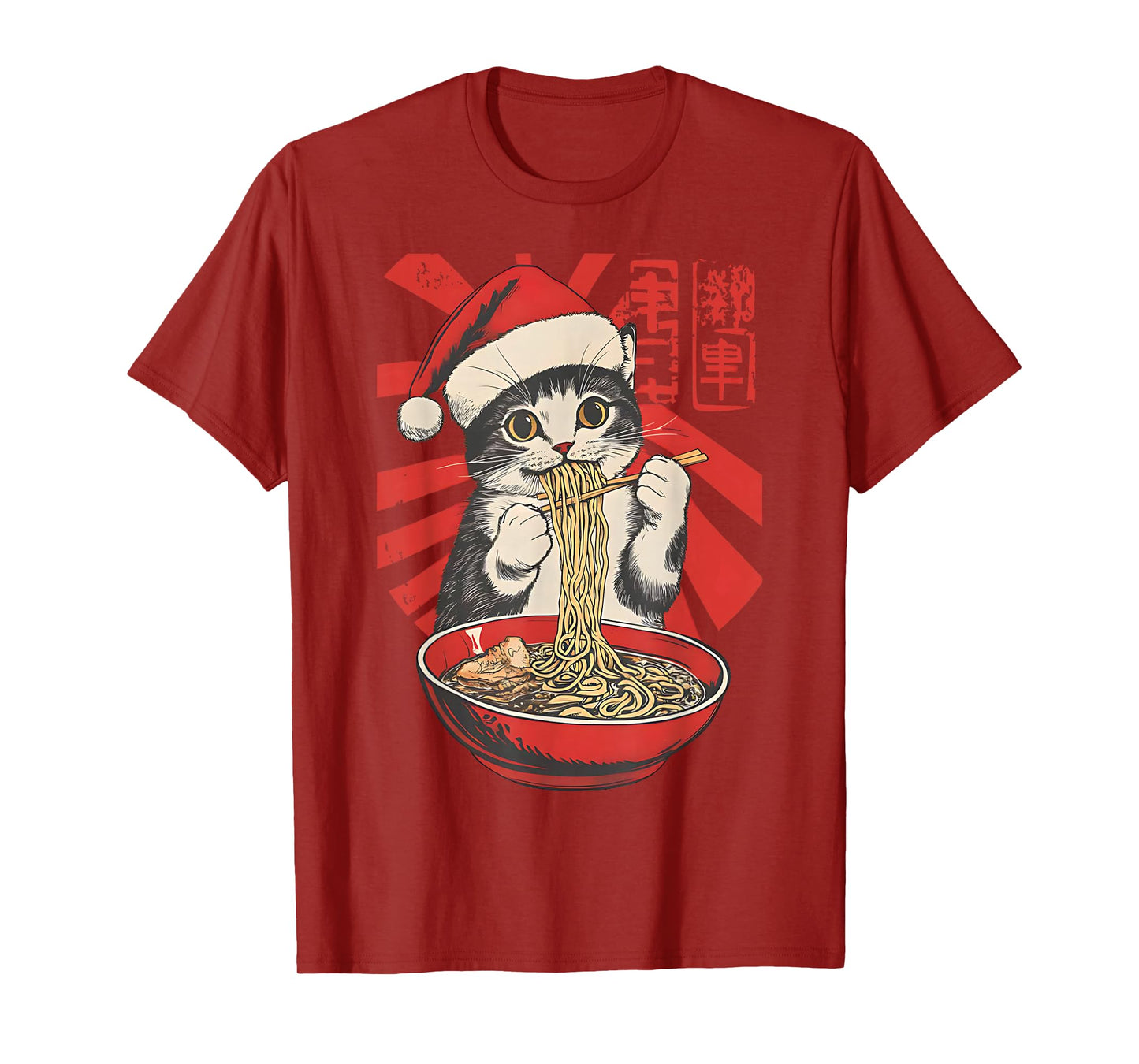 Funny Christmas Santa Cat Ramen Japanese Kawaii Anime Cat T-Shirt