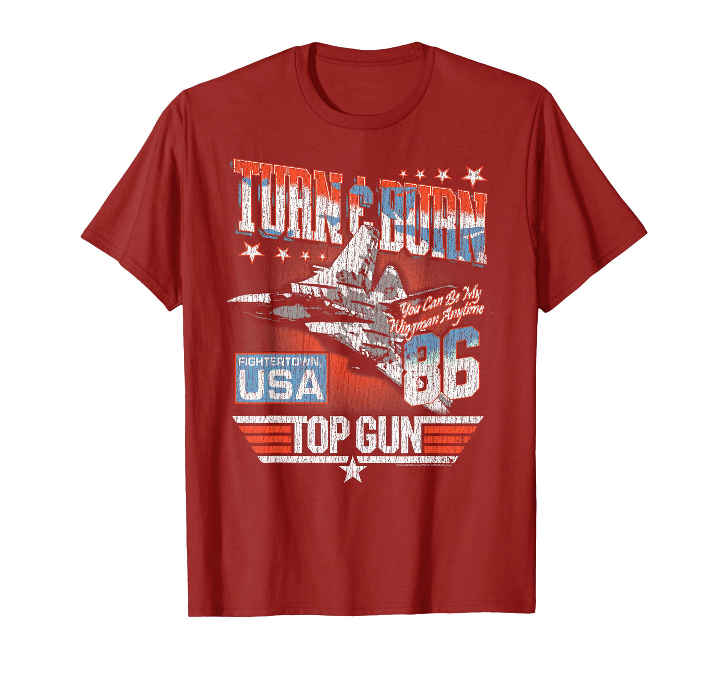 Top Gun Turn & Burn Distressed Vintage Classic Action Movie T-Shirt
