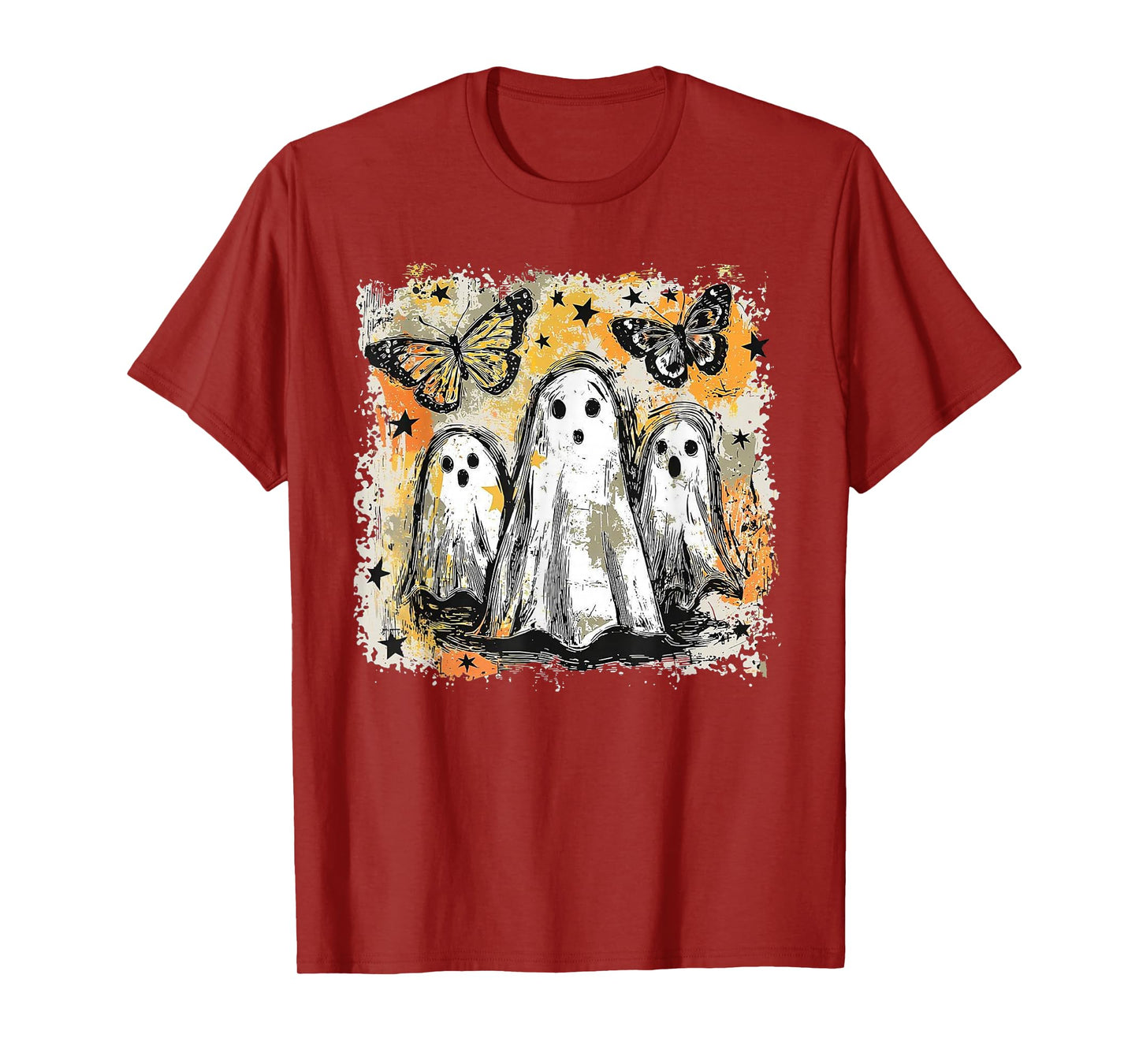Halloween Ghost Wearing Witch Hat & Jack-o'-Lantern T-Shirt