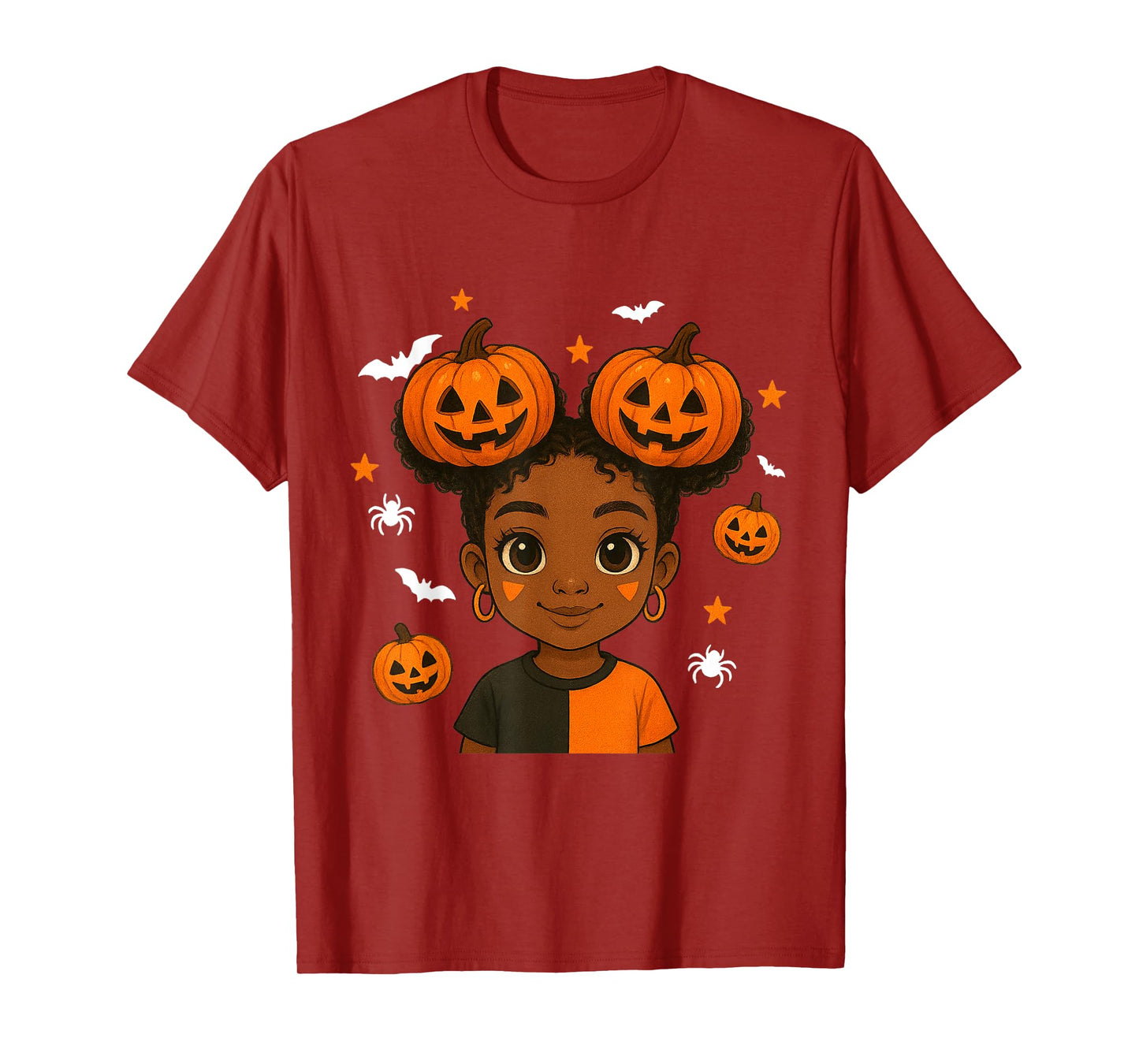 African American Black Girl Cute Halloween Pumpkin T-Shirt