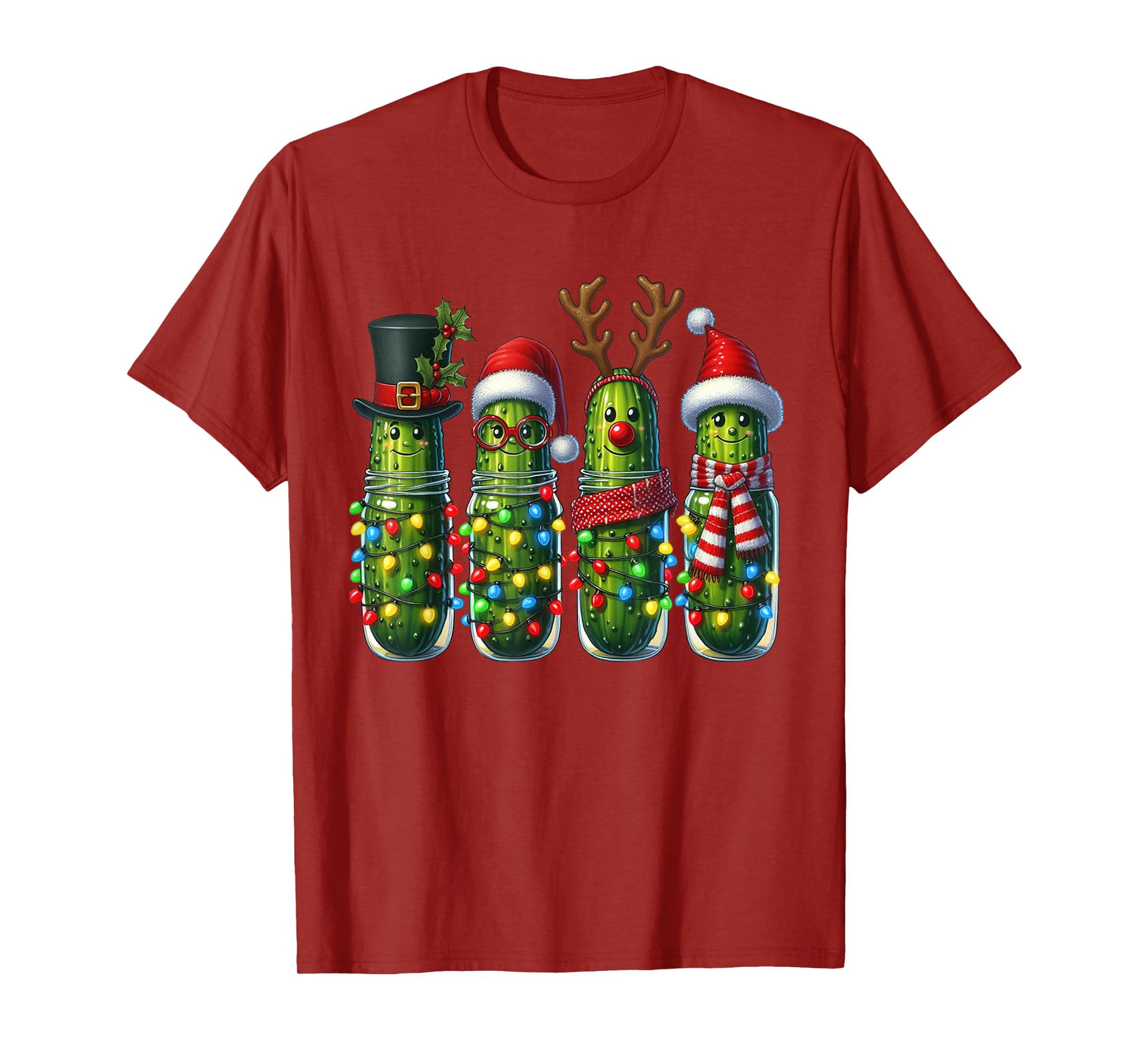 Funny Christmas Pickle Shirt Pickle Xmas Lights Ugly Sweater T-Shirt
