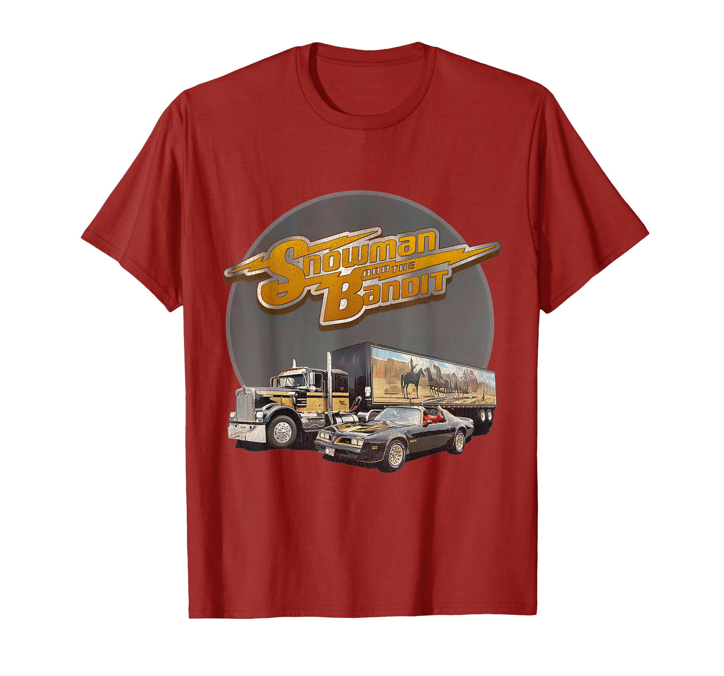 Huiibao Unisex Adult Retro Trucking Snowman And The Bandit T-Shirt - Black, Small