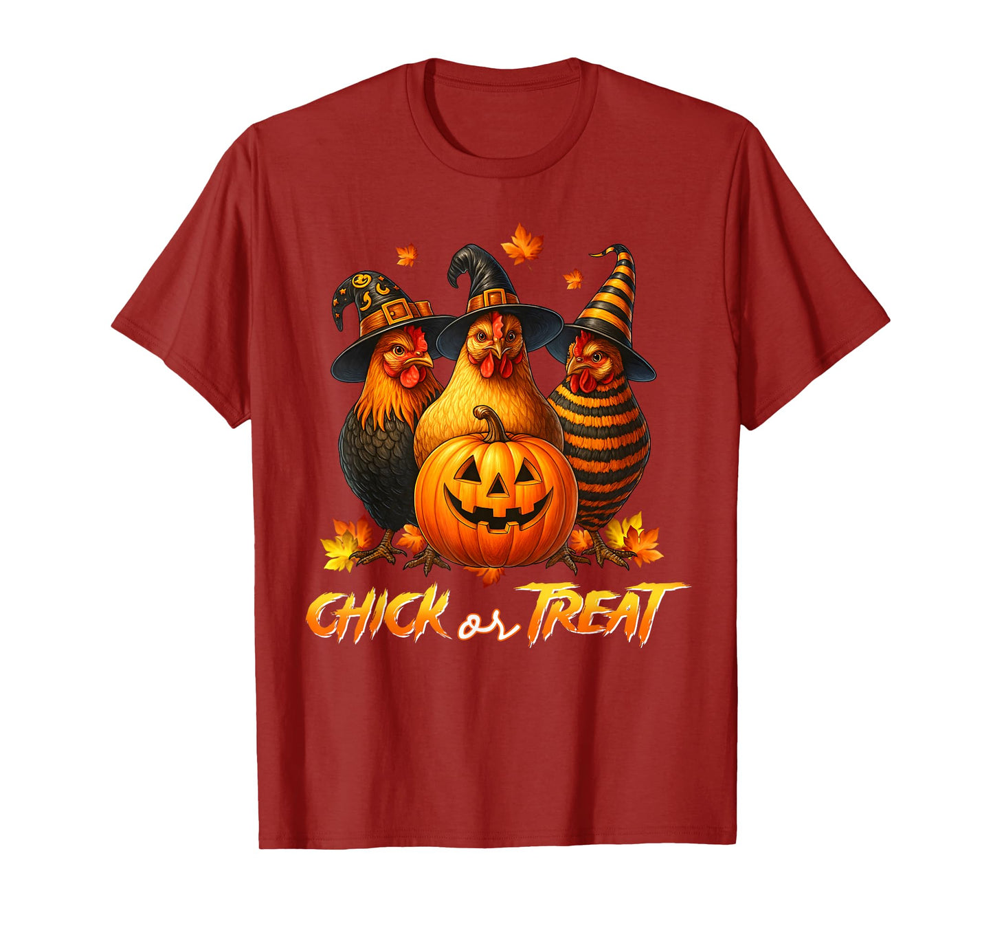 Chick Or Treat Funny Halloween Pumpkin Ghost Spooky Chicken T-Shirt