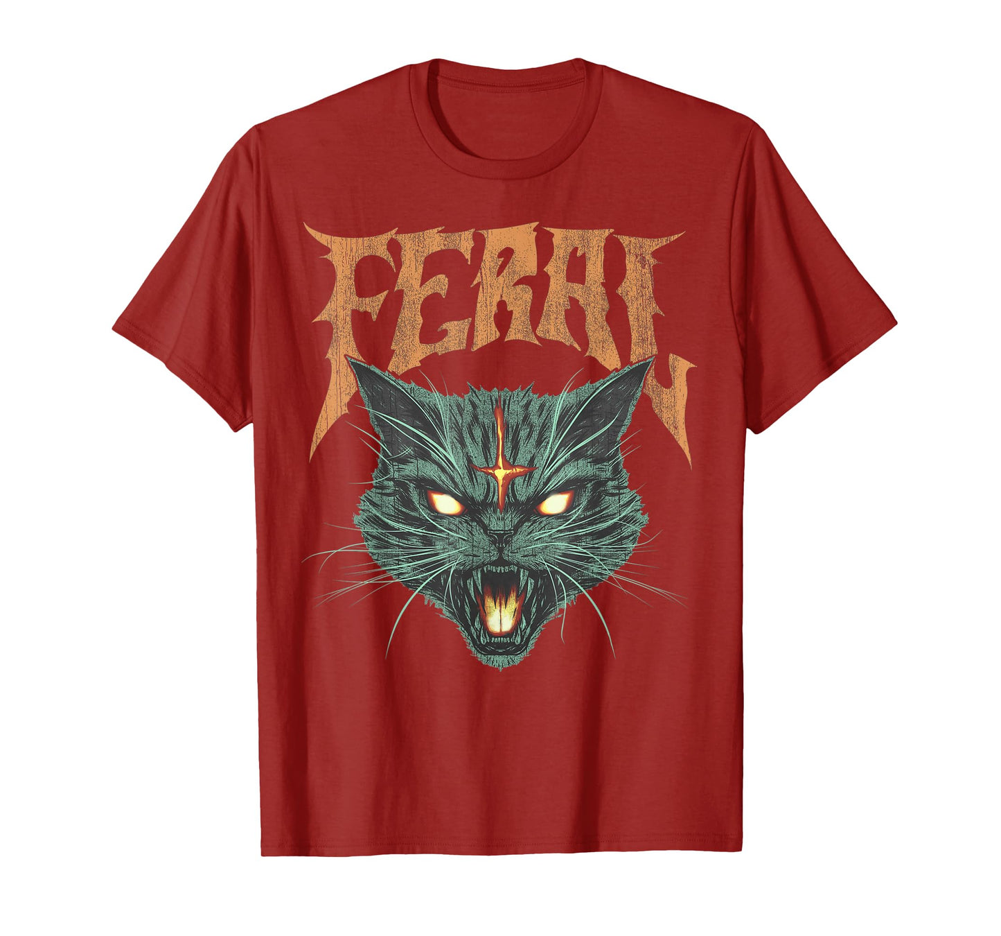 Vintage Retro Feral Cat Graphic Tee T-Shirt