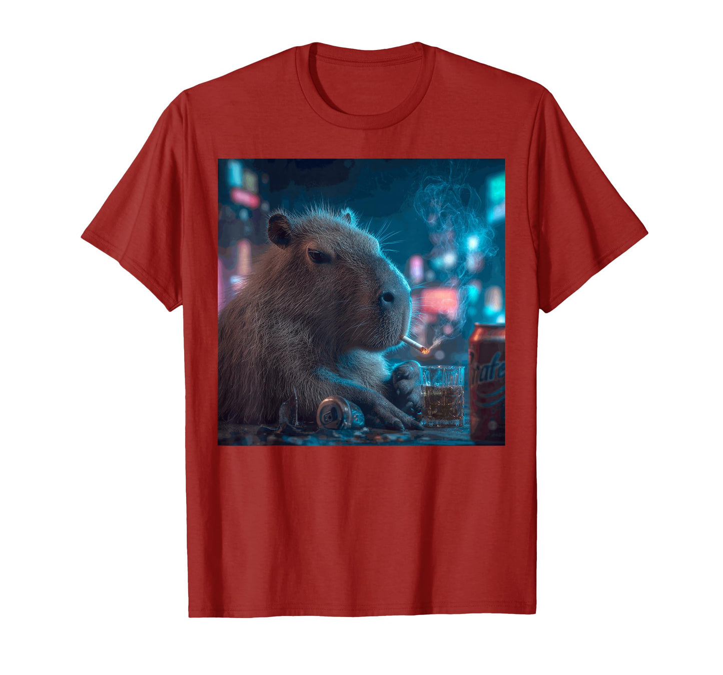Funny Graphic Capybara Smoking Adult Funny T-Shirt