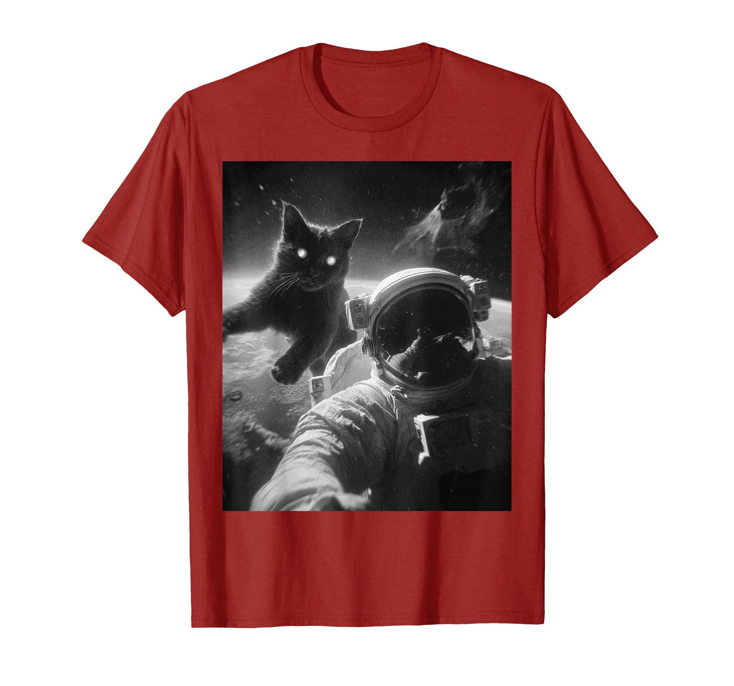 Funny Graphic Cat Astronaut Selfie Funny T-Shirt