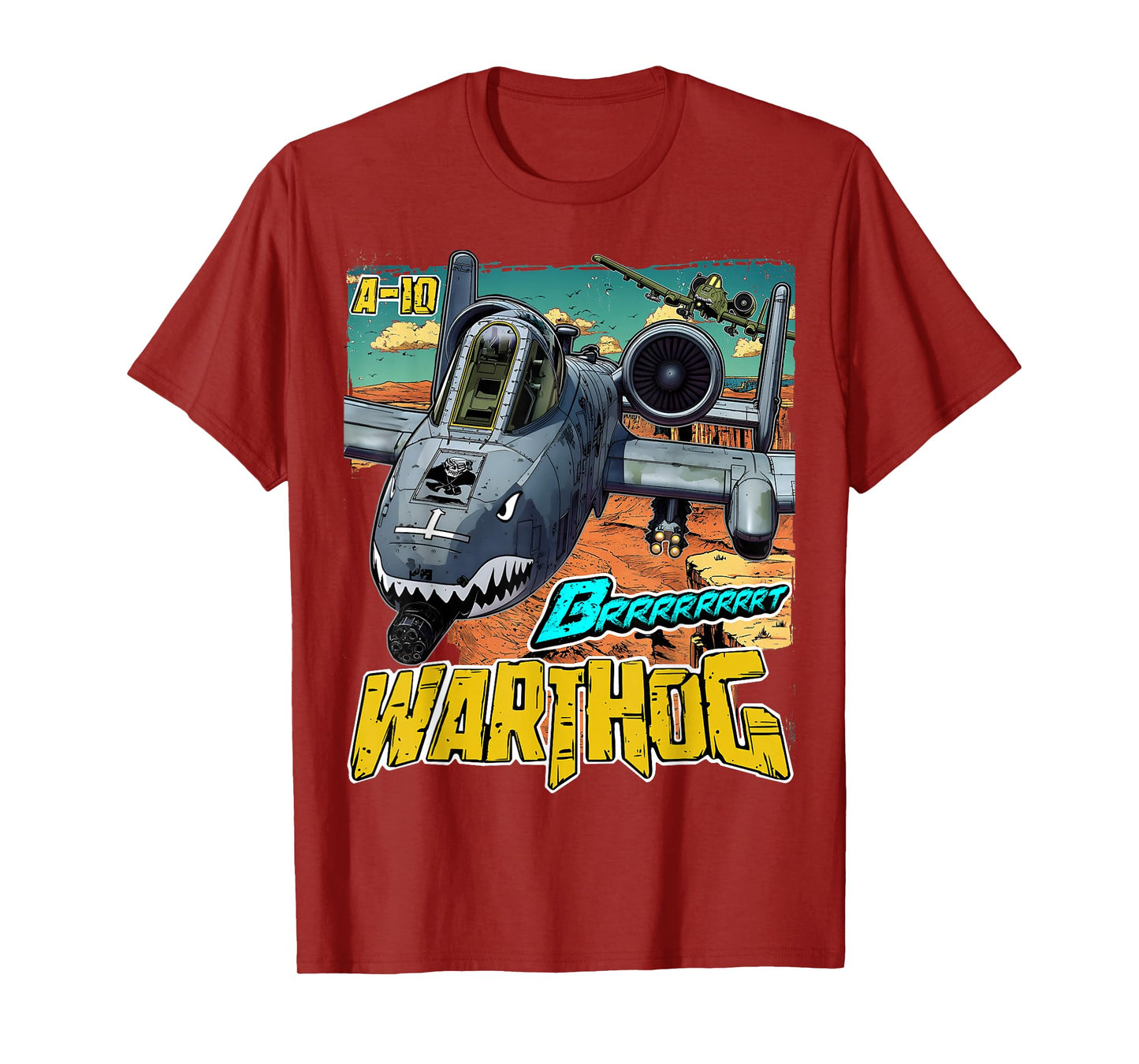 A-10 Warthog Jet Airplane Brrrt Funny Comic Graphic T-Shirt