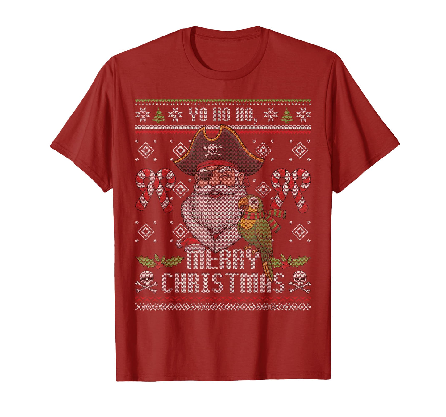 Merry Christmas Funny Pirate Santa Ugly Christmas T-Shirt