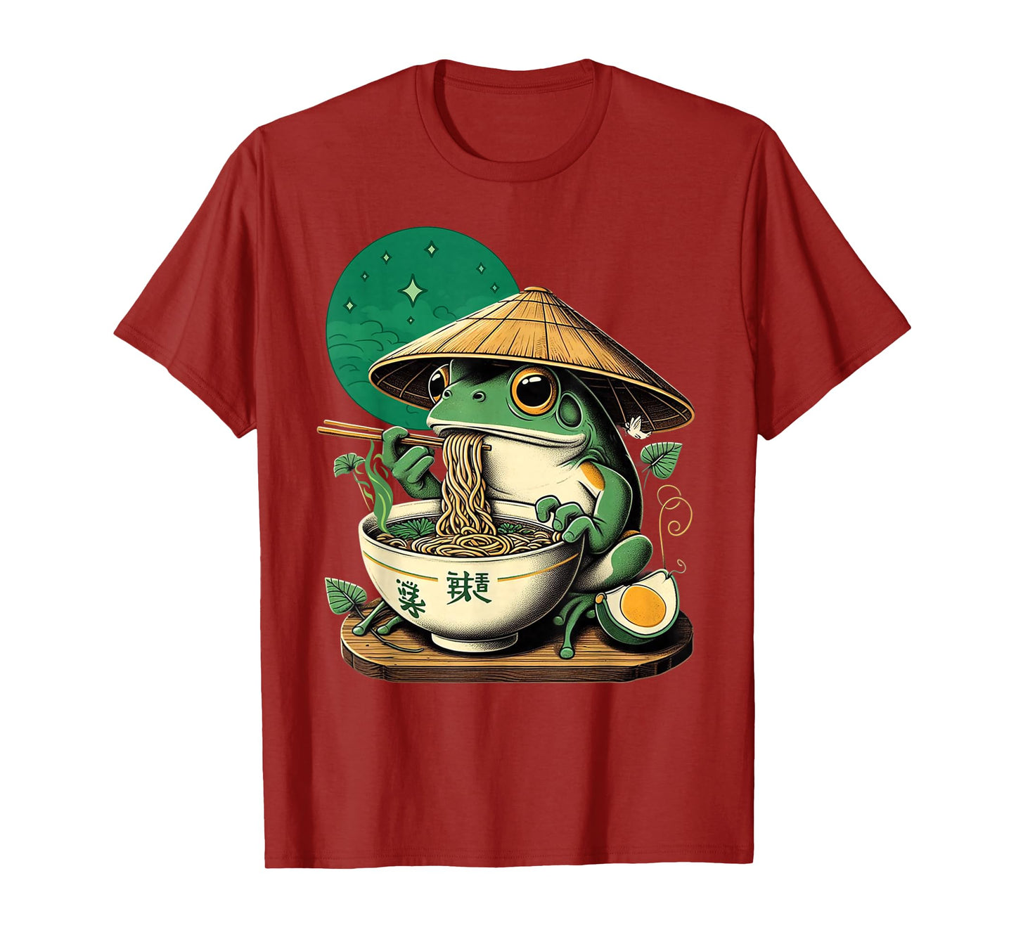 Kawaii Frog Eating Ramen Noodles Funny Anime Boys Girls Teen T-Shirt