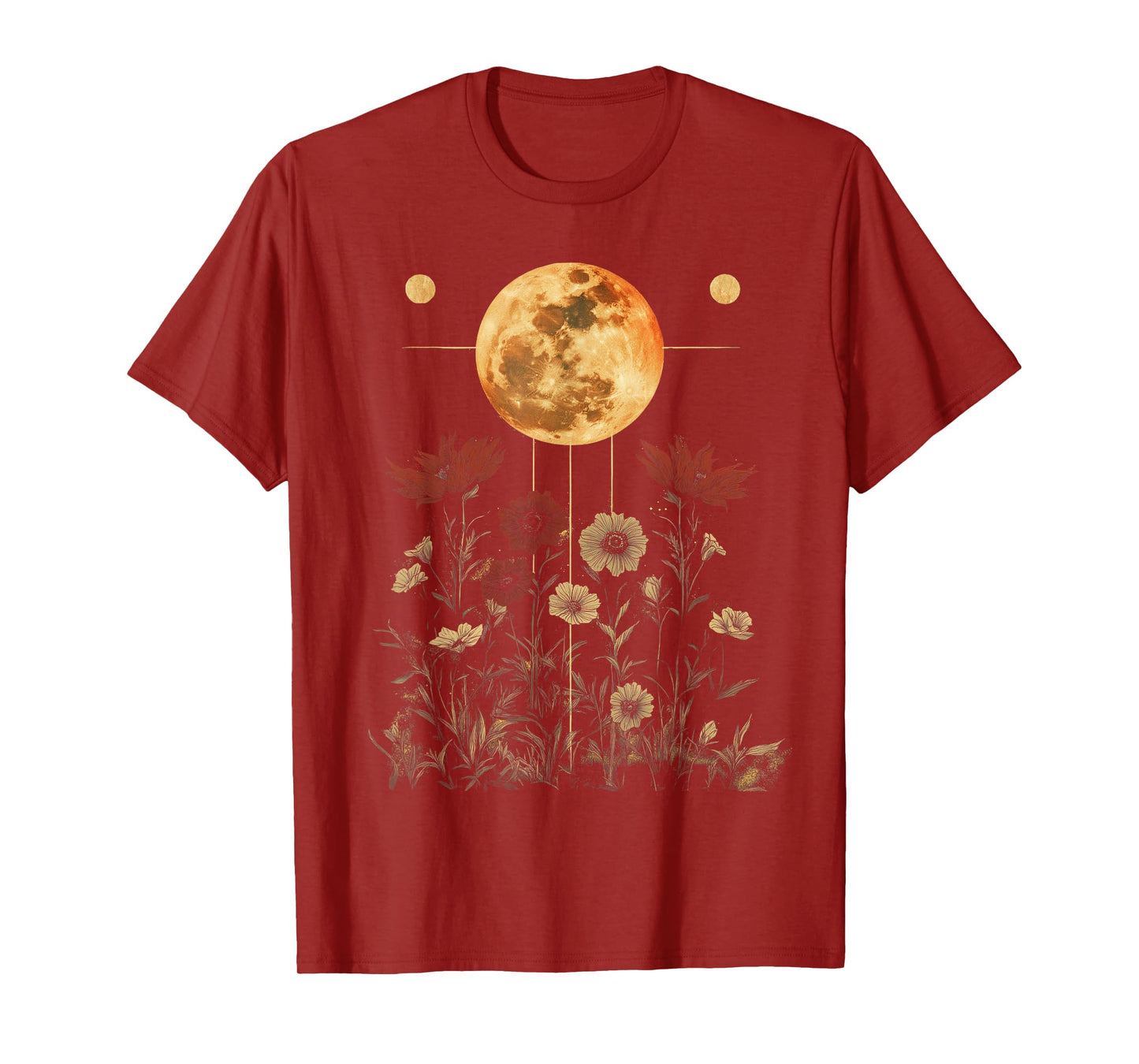 Lunar Flower Garden Moon Phase Celestial Botanical T-Shirt