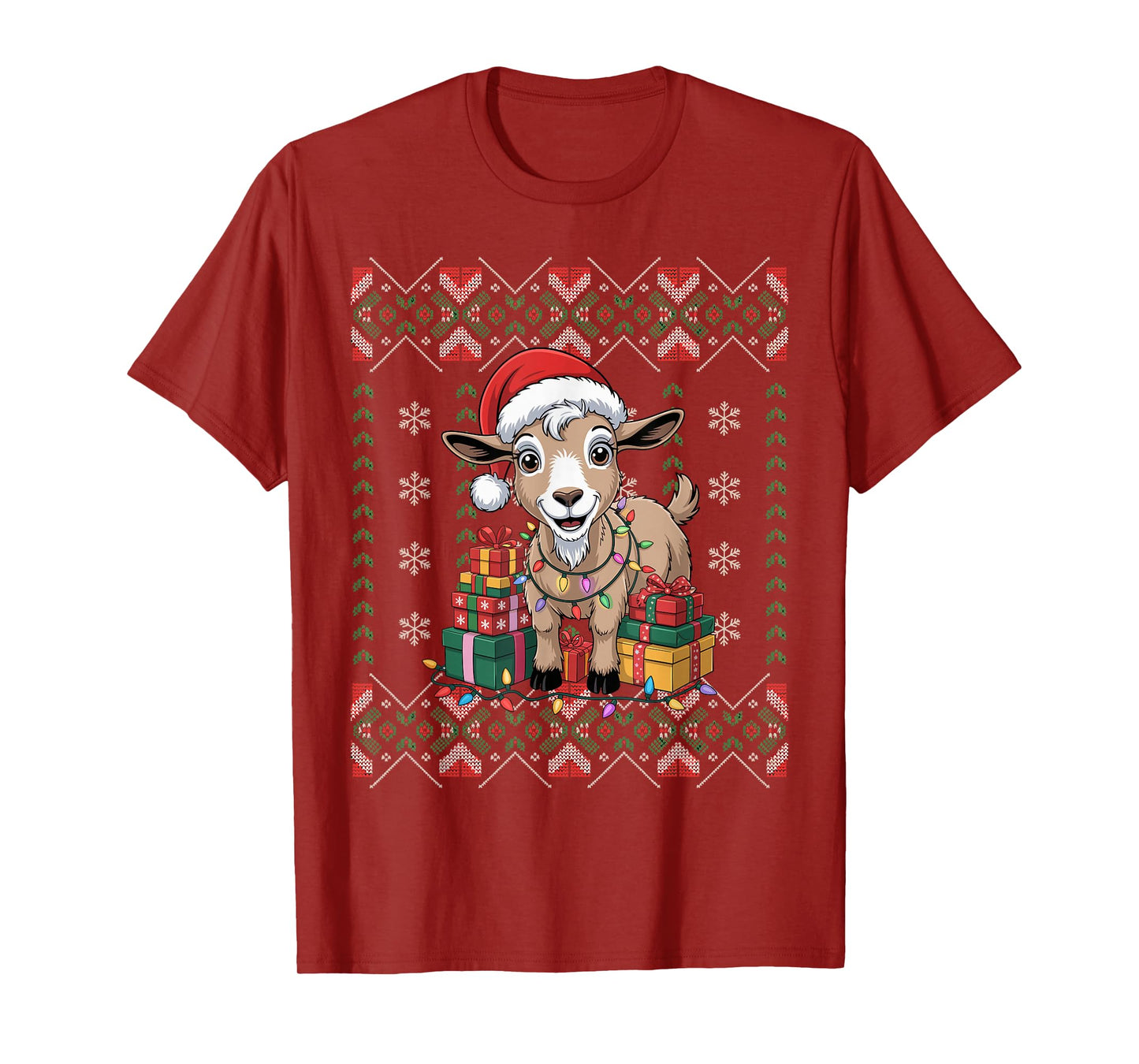 Santa Goat Christmas Ugly Sweater Funny Holiday Pajamas T-Shirt