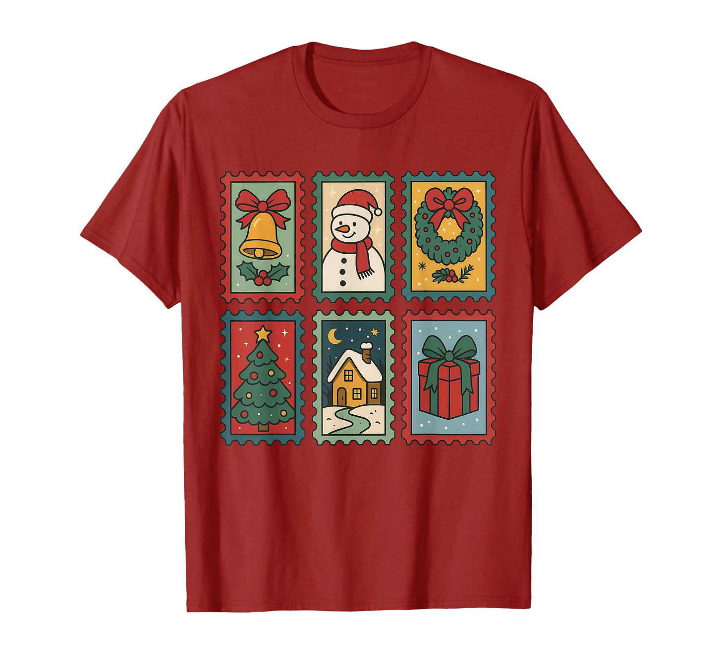 Vintage Christmas Stamps Retro Postage Santa T-Shirt