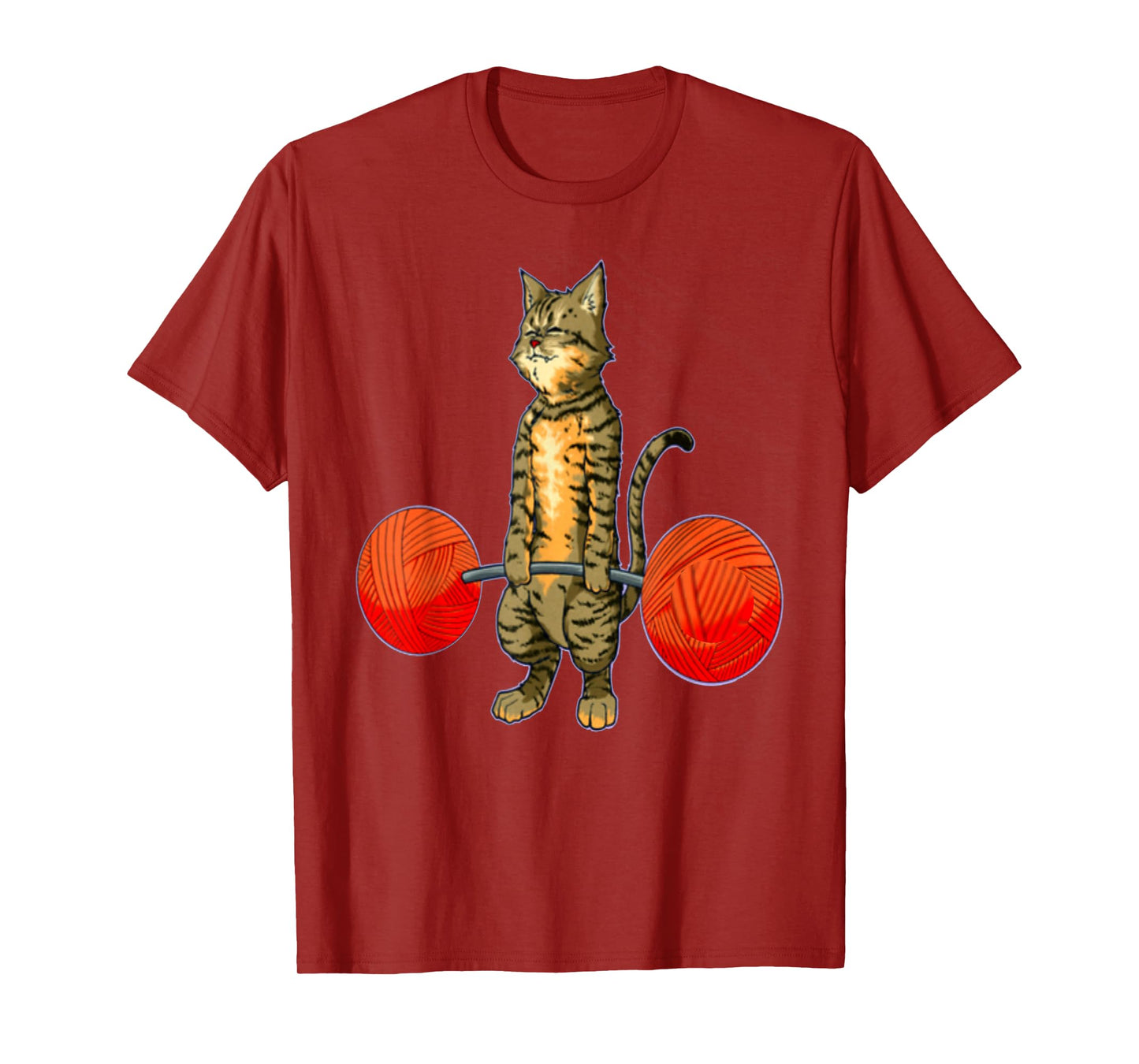 Deadlifting Tabby Cat Powerlifting Musclebuilding Black Cat Cartoon Deadlifting Gym T-Shirt