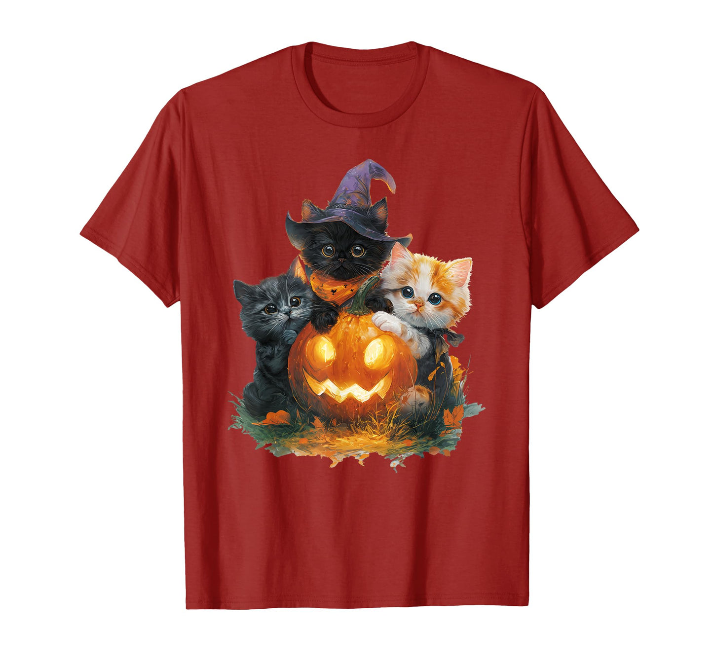 Vintage Kittens Pumpkin Cute Cat Spooky Season Halloween T-Shirt