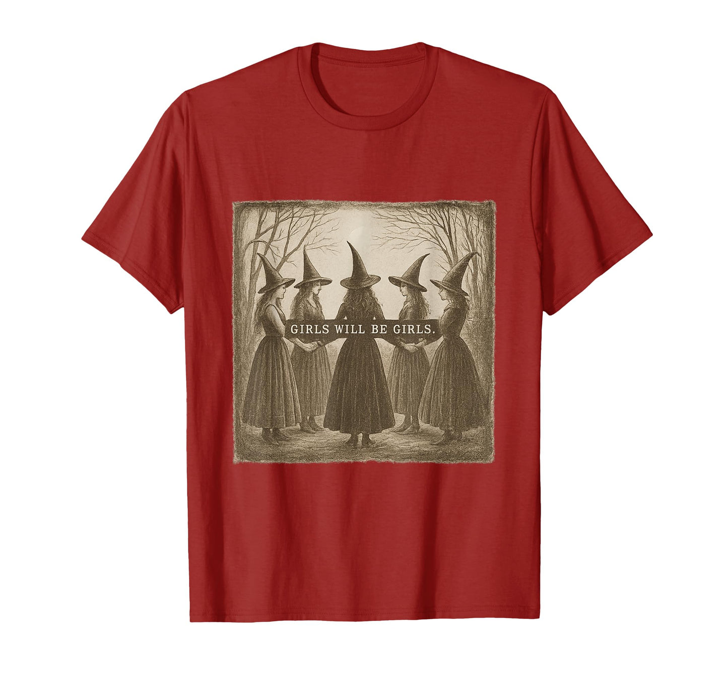 Girls Shall Girls Witch Coven Vintage Art T-Shirt
