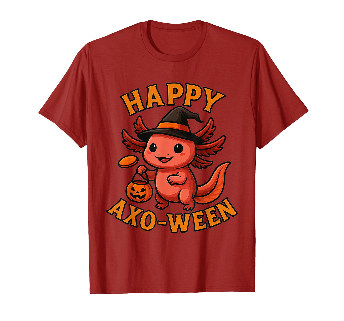 Cute Spooky Halloween Axolotl Witch Happy AXO-ween T-Shirt