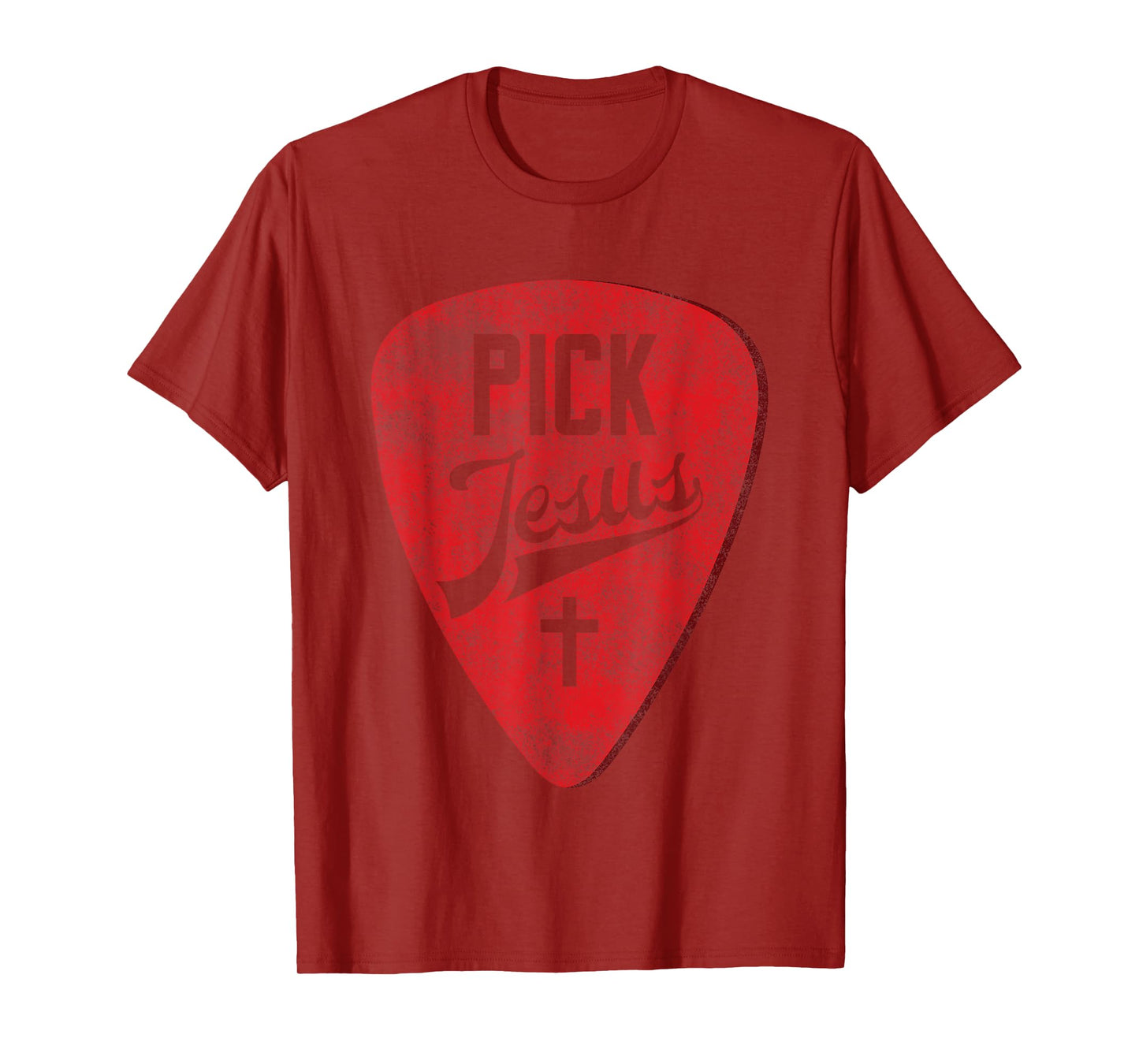 Pick Jesus - Christian Music Pastor Guitar T-Shirt Red Pick T-Shirt